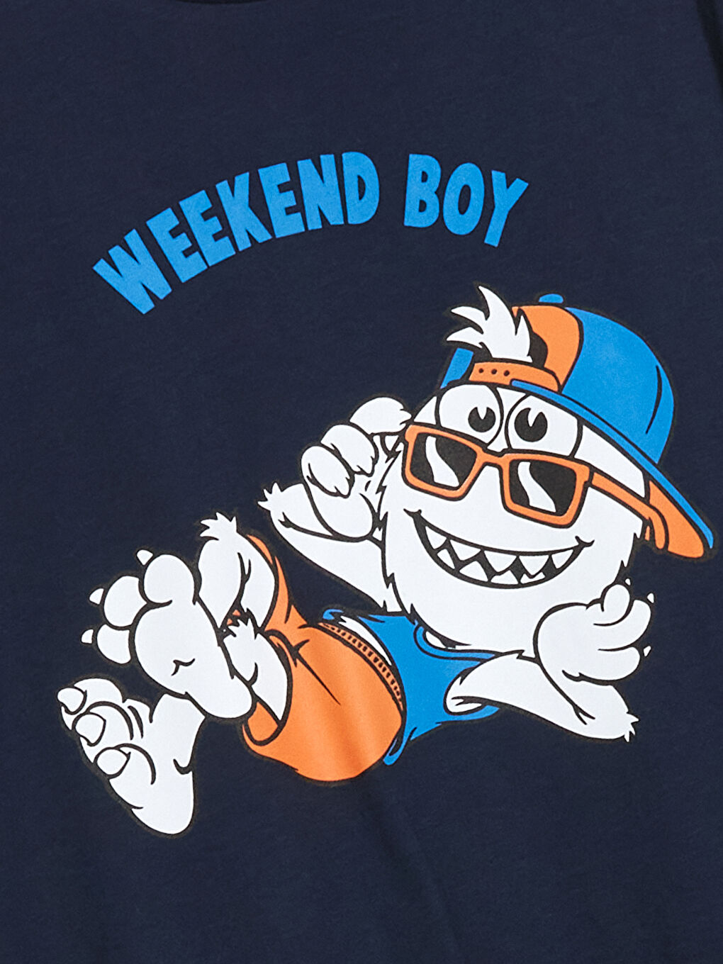 Lacivert Bisiklet Yaka Erkek Çocuk Tişört-1