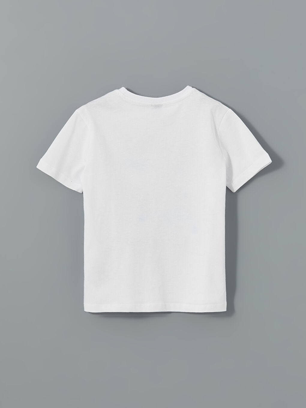 Beyaz Bisiklet Yaka Baskılı Erkek Çocuk Tişört-1