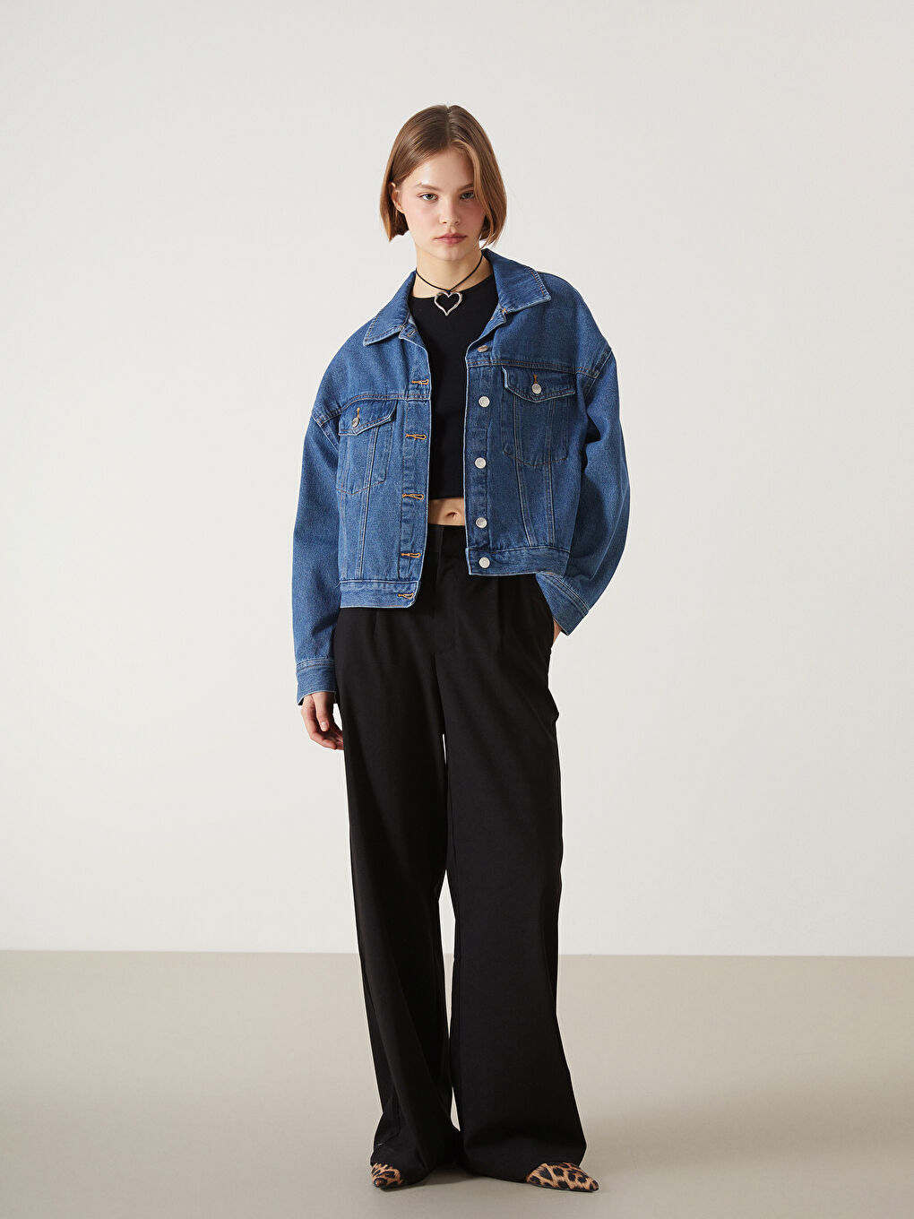 Siyah Loose Fit Geniş Paça Kadın Pantolon