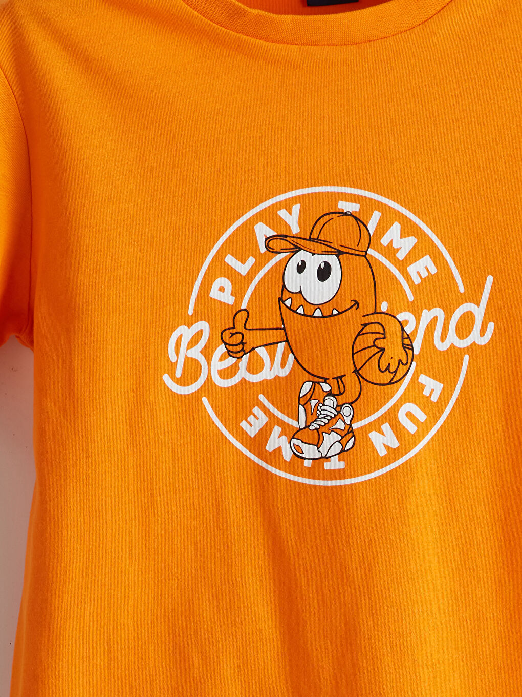 Turuncu Bisiklet Yaka Erkek Çocuk Tişört-2