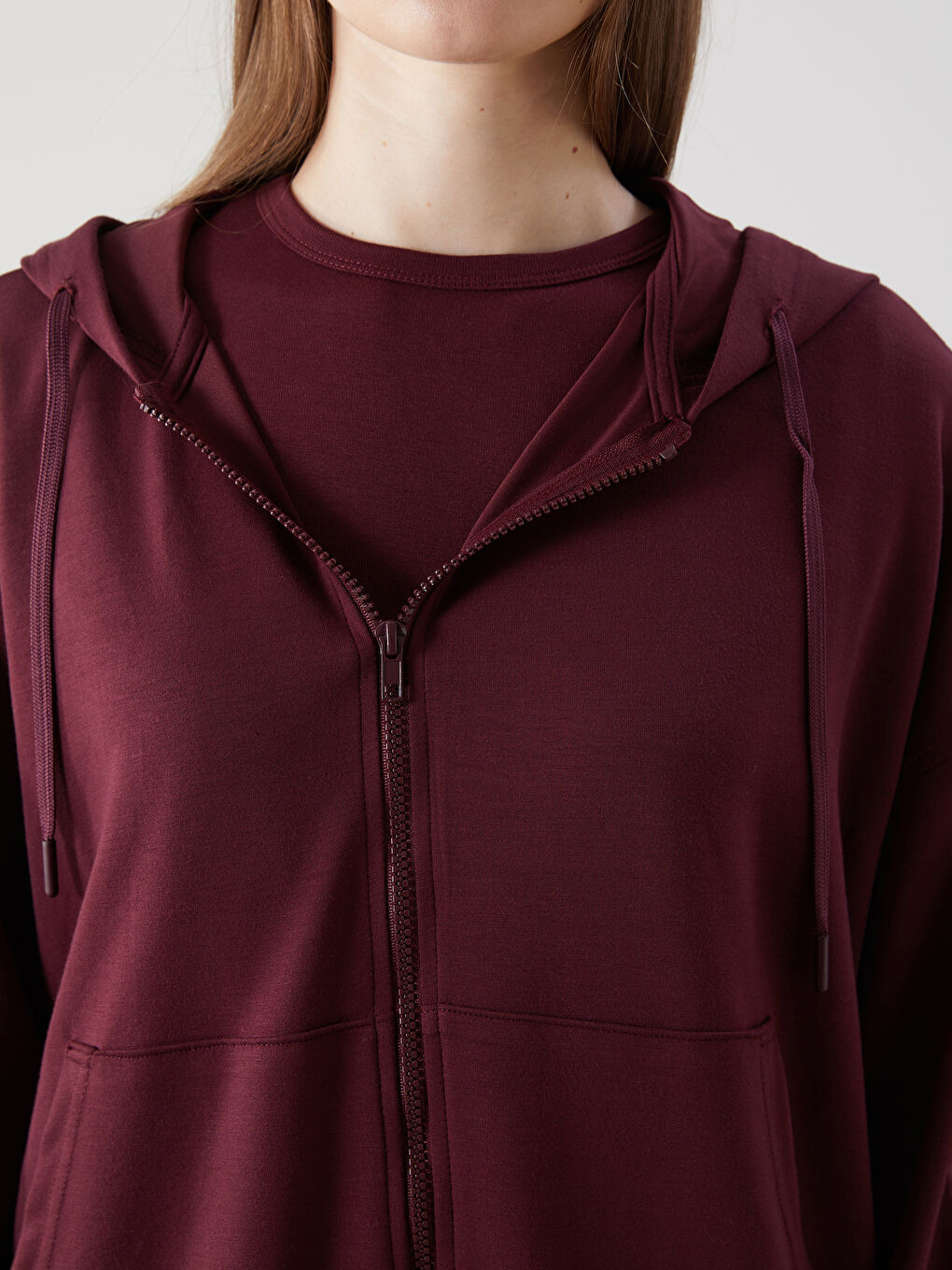 Hooded Oversized Women's Zip-Up Sweatshirt -S5H630Z8-HEN