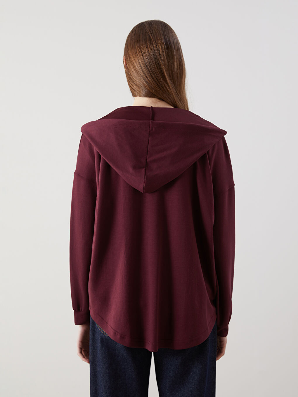 Hooded Oversized Women's Zip-Up Sweatshirt -S5H630Z8-HEN