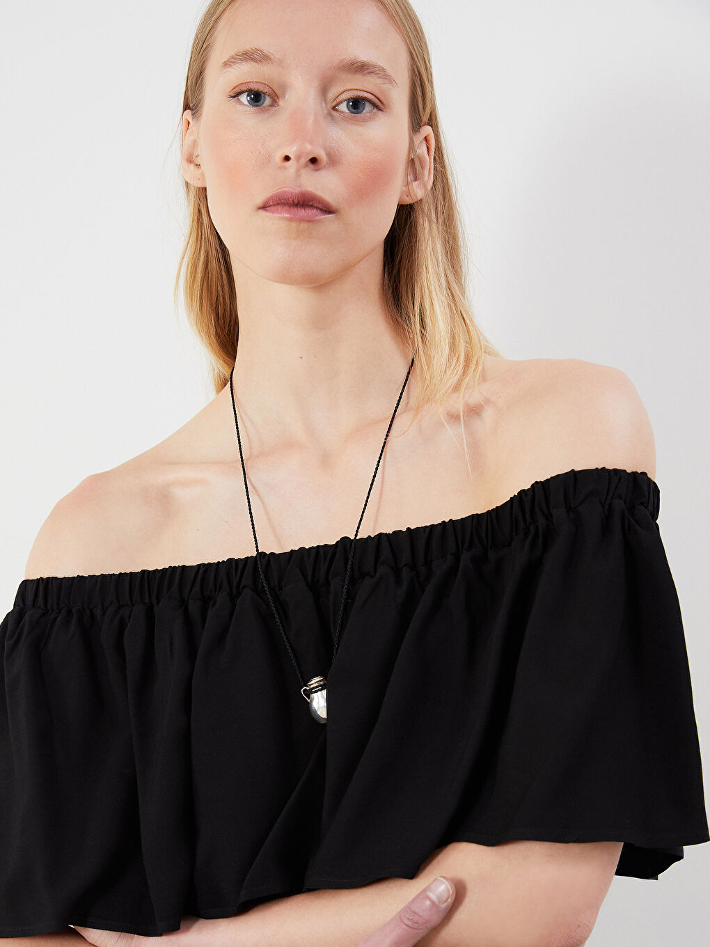 Plain Pleated Women's Midi Dress-4