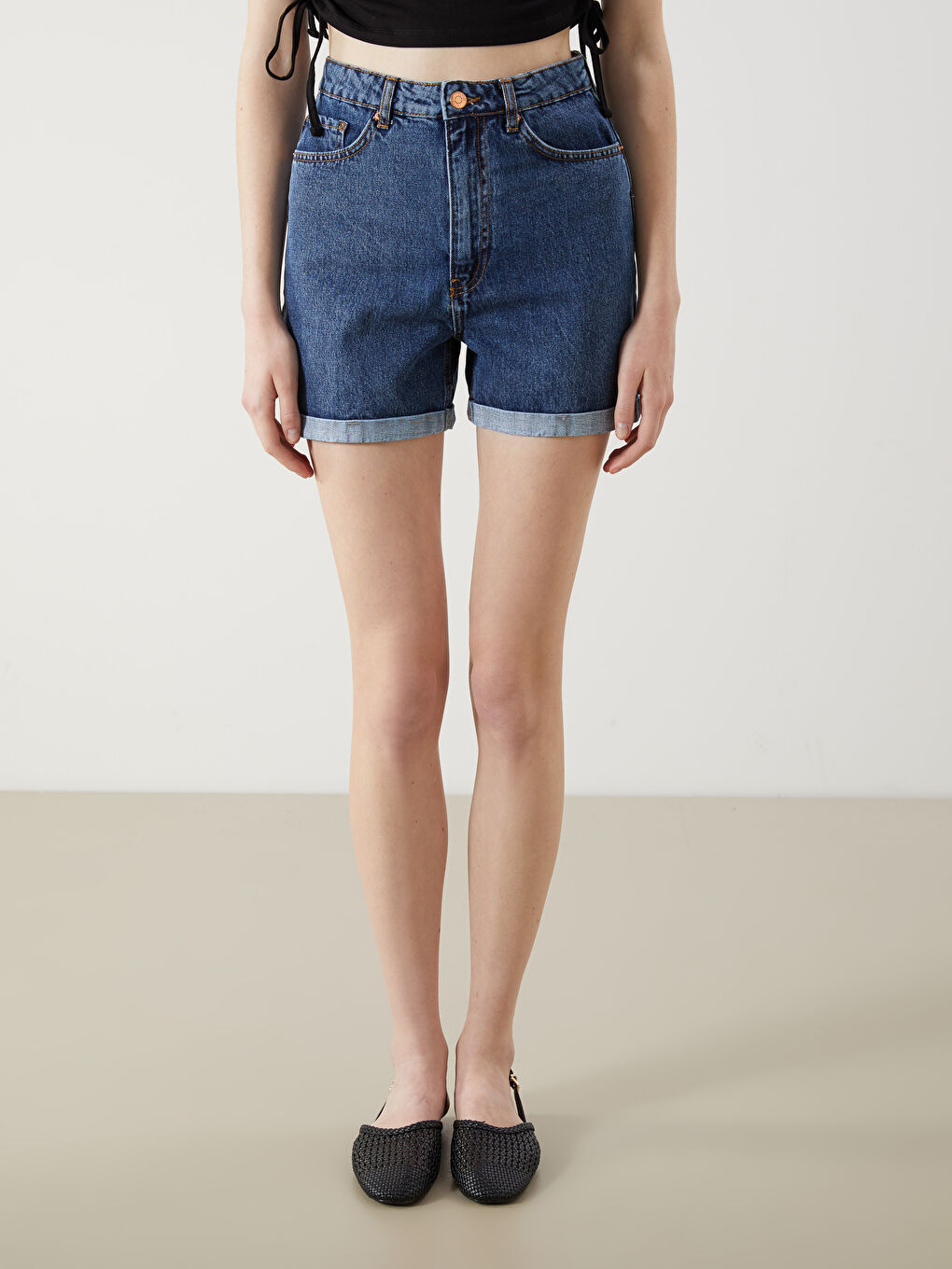 Slim Fit Women's Denim Shorts-1