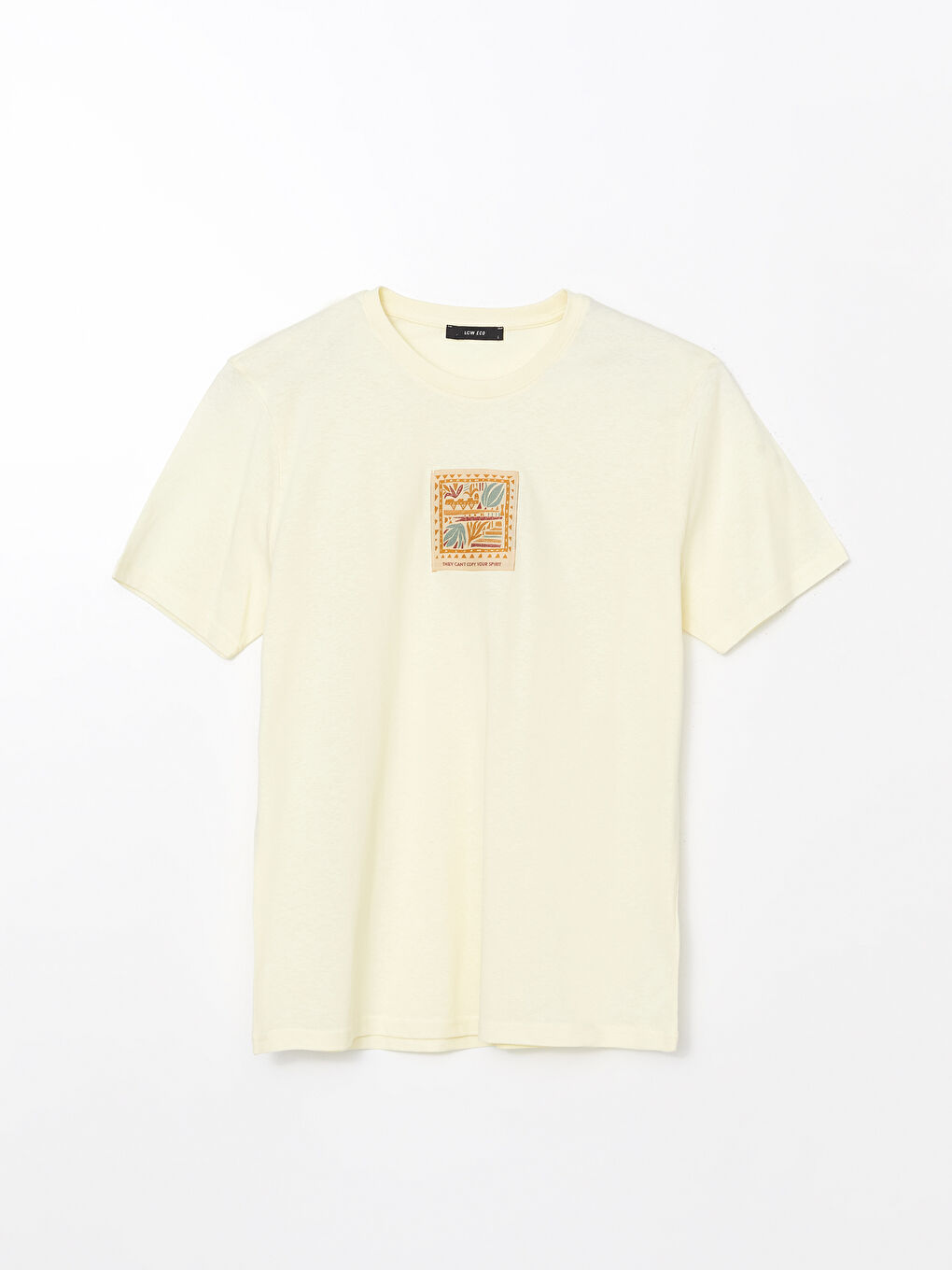 Sarı Bisiklet Yaka Baskılı Erkek Tişört-4