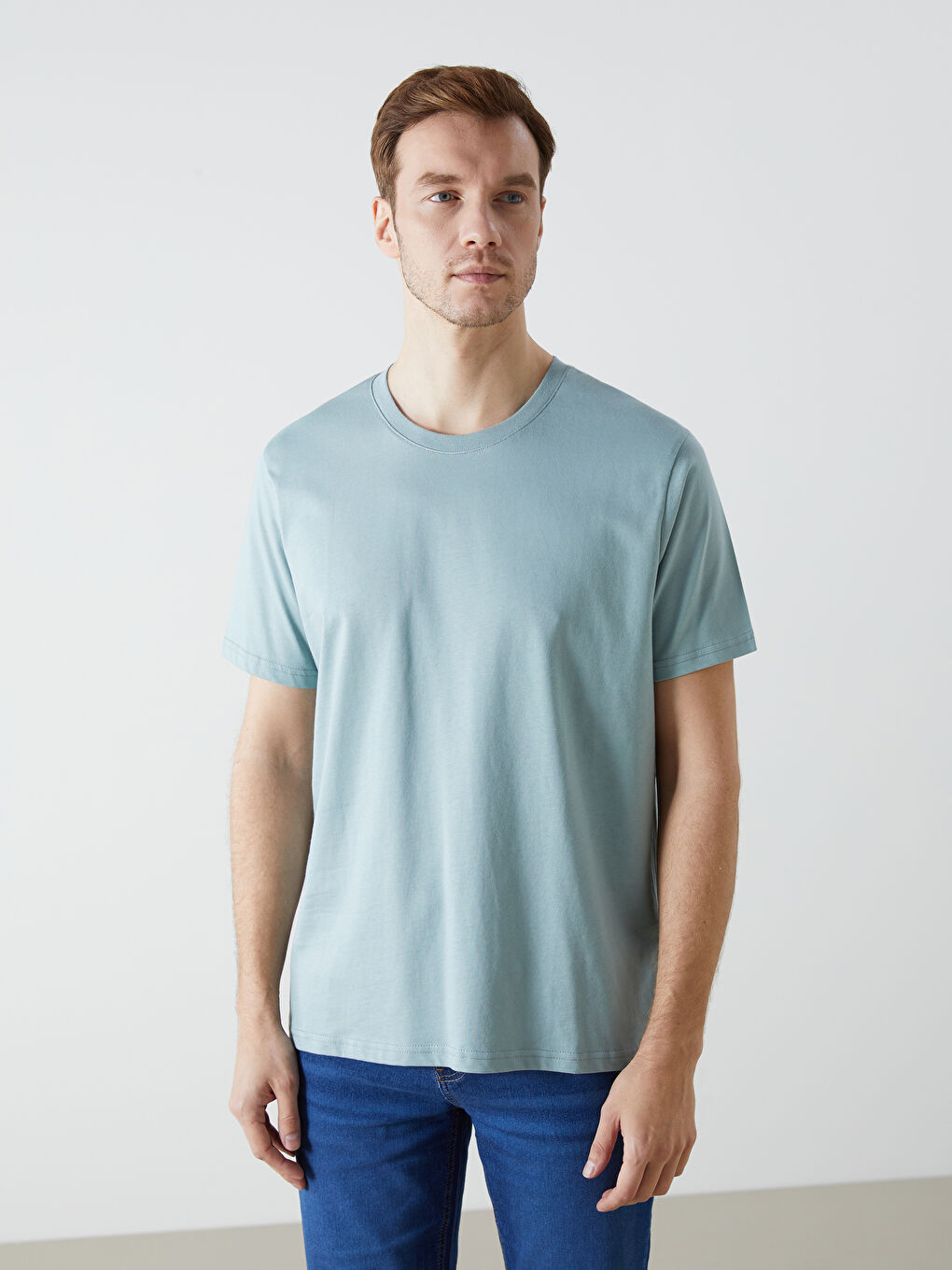 Yeşil Bisiklet Yaka Kısa Kollu Baskılı Penye Erkek Tişört