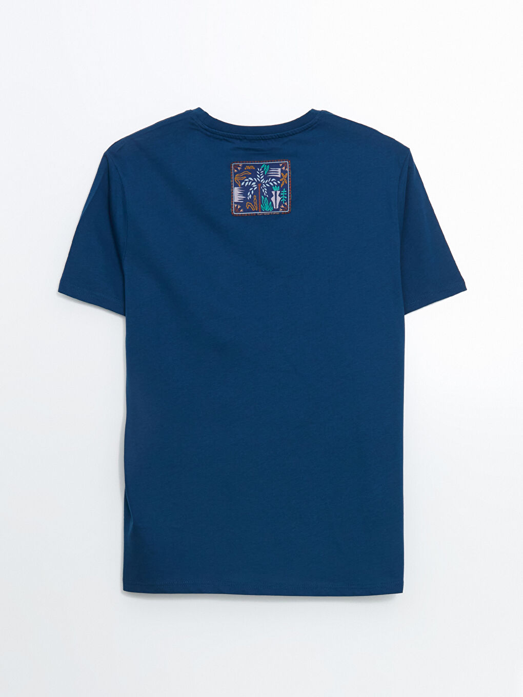 Petrol Bisiklet Yaka Kısa Kollu Baskılı Penye Erkek Tişört-5