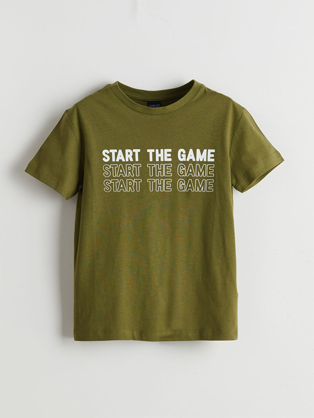 Haki Bisiklet Yaka Erkek Çocuk Tişört