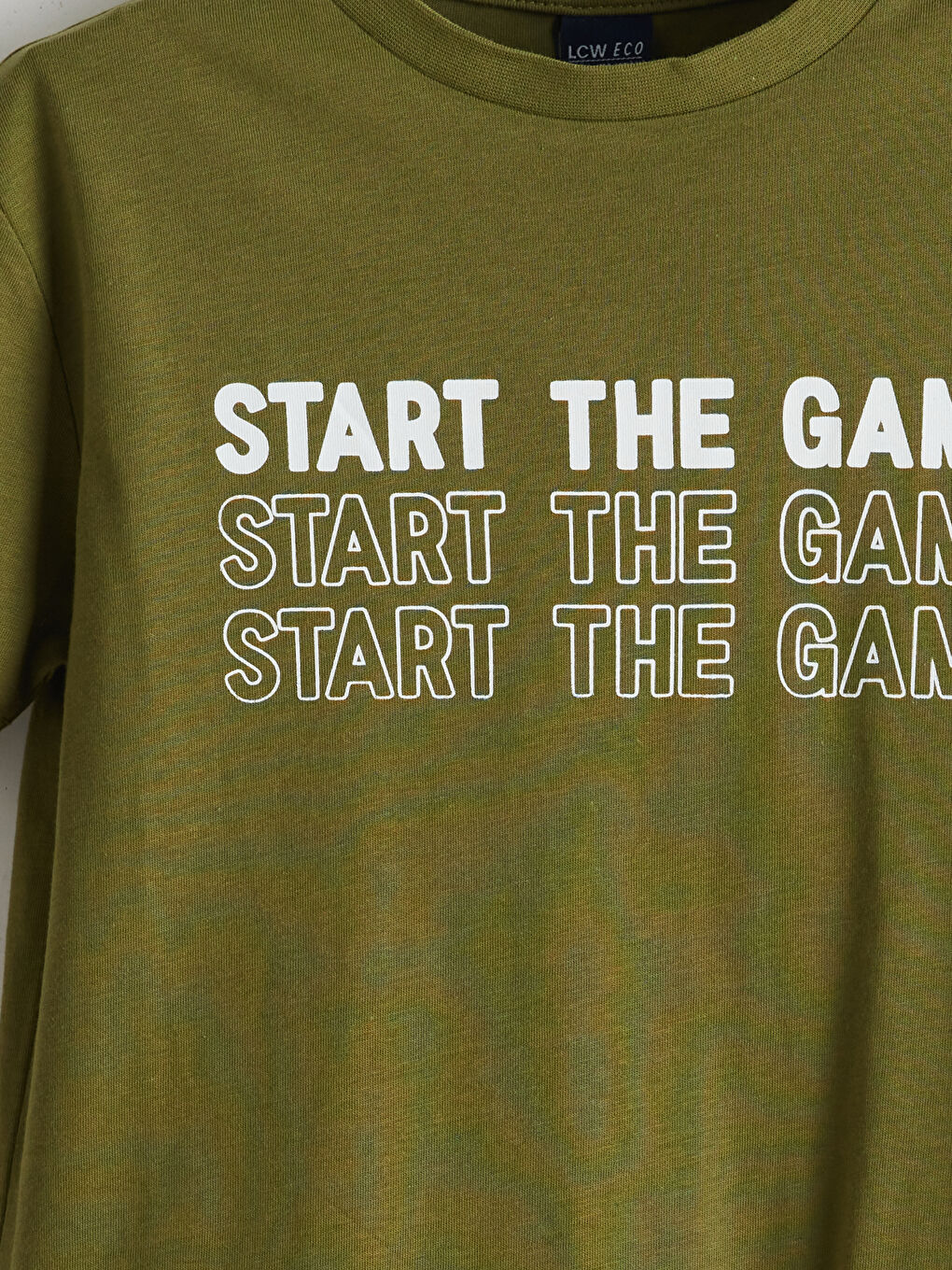 Haki Bisiklet Yaka Erkek Çocuk Tişört-2