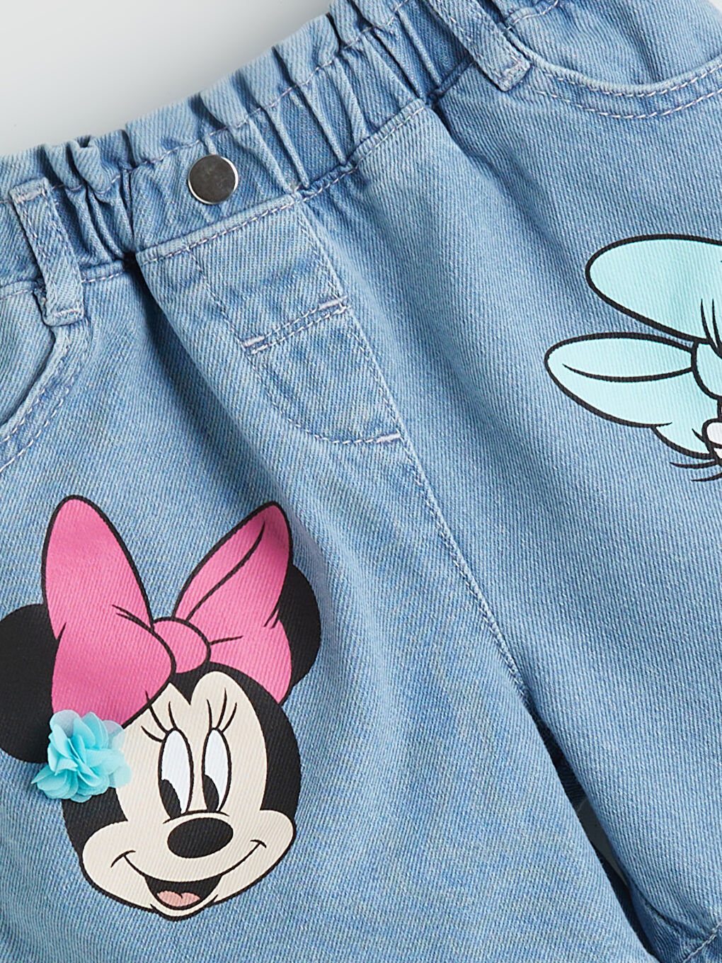 LCW baby Beli Lastikli Minnie Mouse Baskılı Kız Bebek Jean Şort -S5H668Z1-311