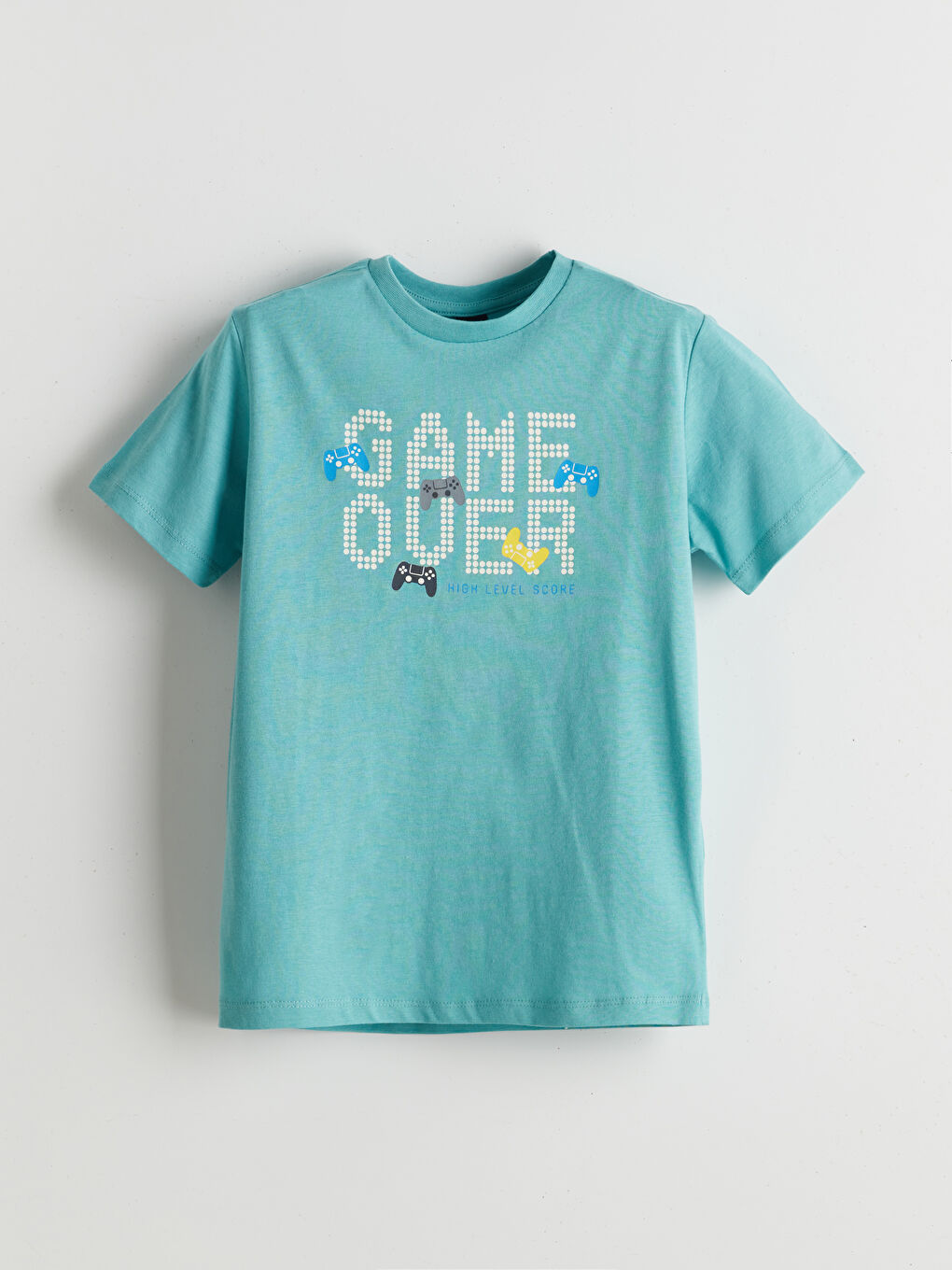 Turkuaz Bisiklet Yaka Erkek Çocuk Tişört