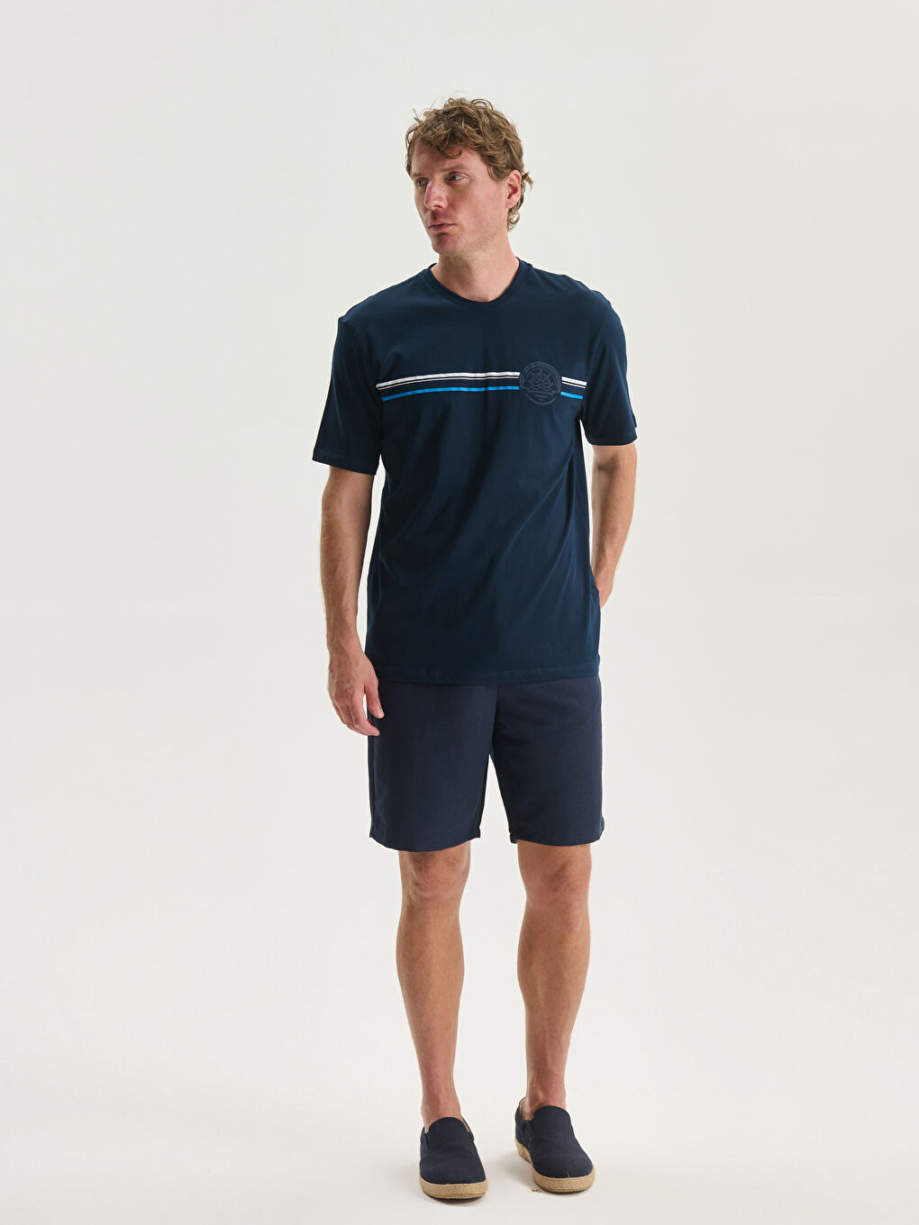 تيشيرت رجالي ياقة دائرية مطبوع جيرسي-1