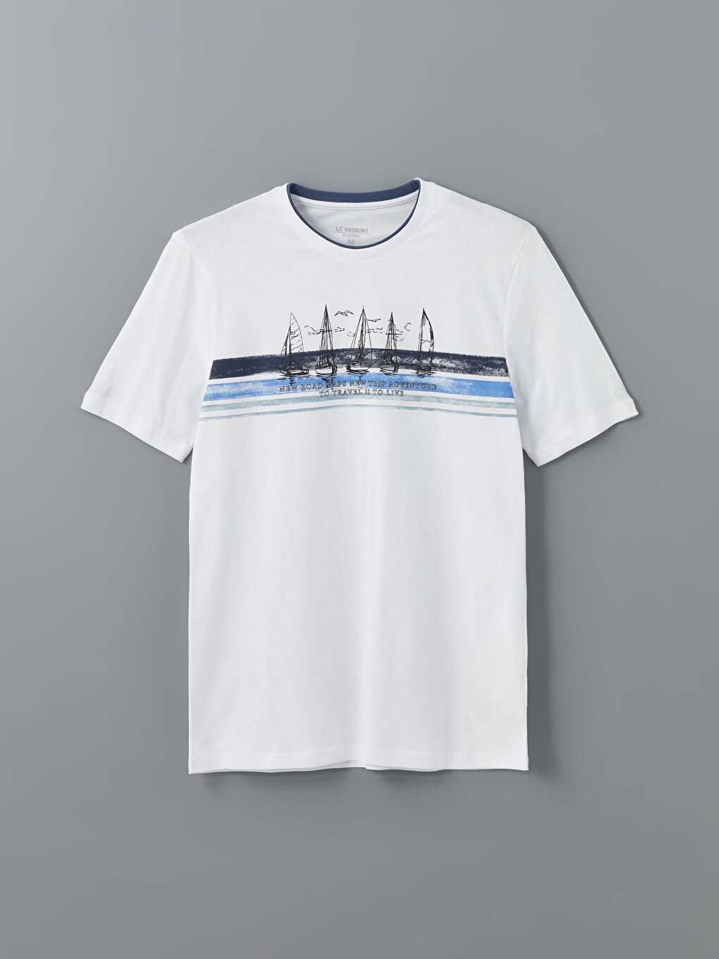 T-shirt pour hommes en coton peigné imprimé à manches courtes et col rond