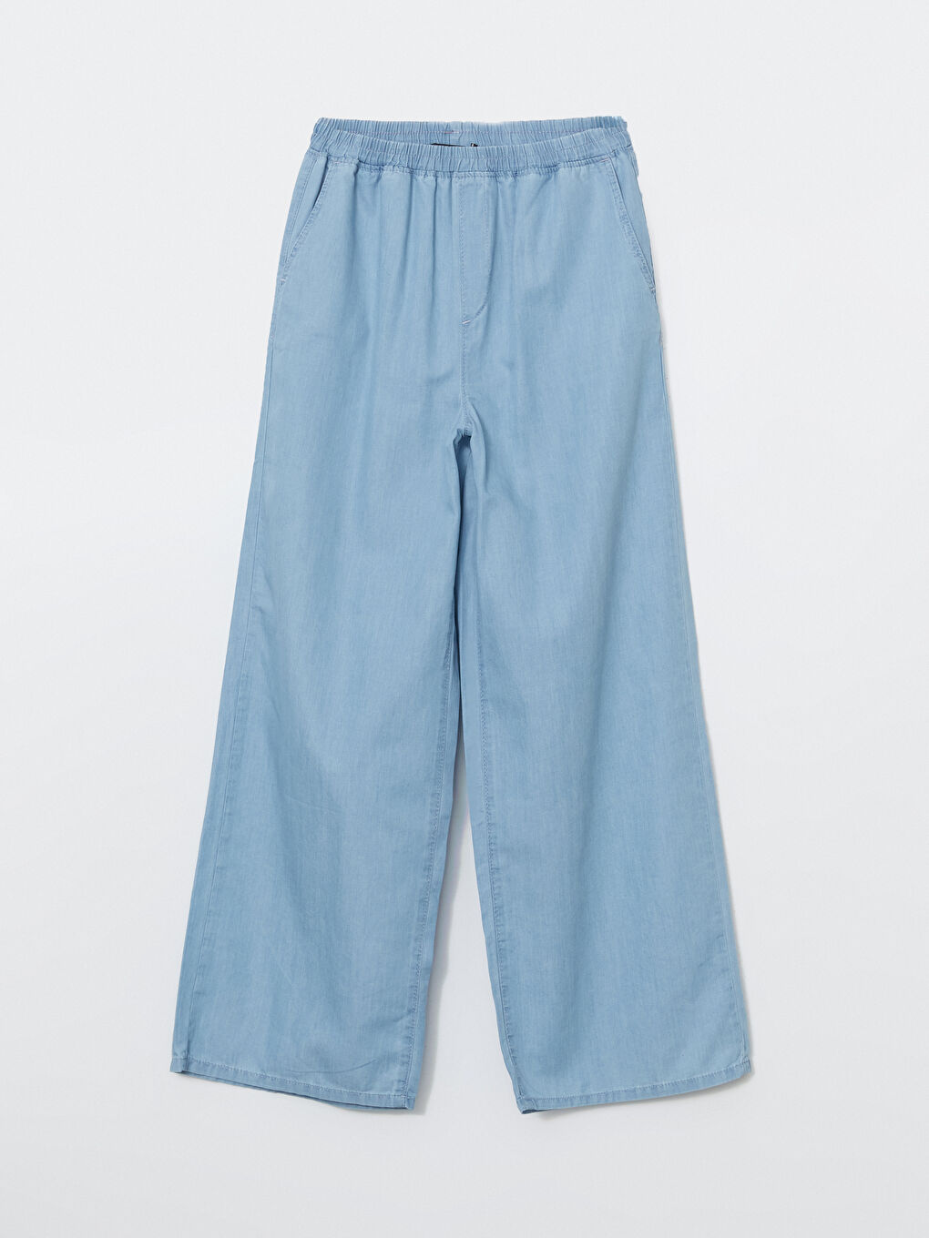 LCW Modest Indigo Beli Lastikli Wideleg Kadın Jean Pantolon - 4