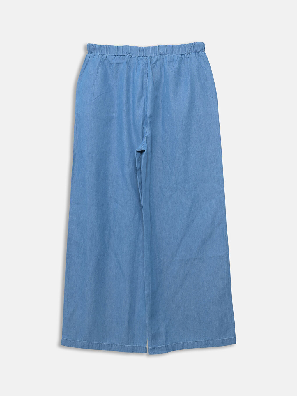 İndigo Beli Lastikli Wideleg Kadın Jean Pantolon-5