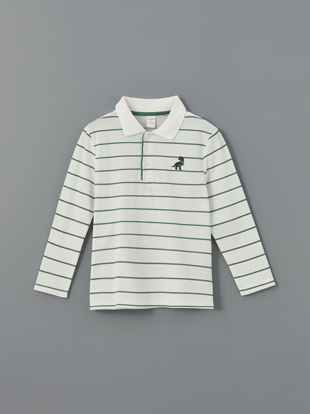 Ekru Polo Yaka Çizgili Erkek Çocuk Tişört