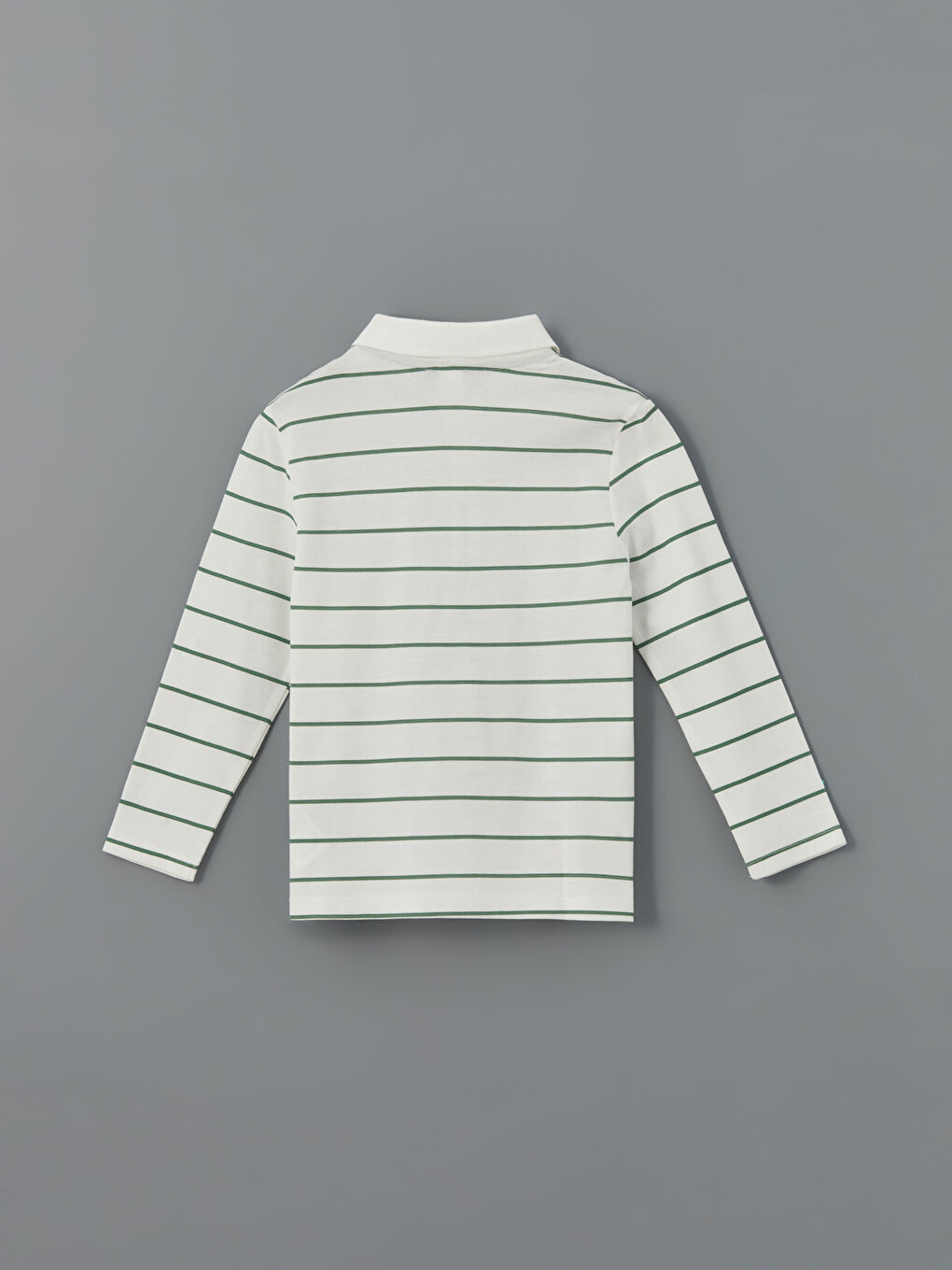 Ekru Polo Yaka Çizgili Erkek Çocuk Tişört-1
