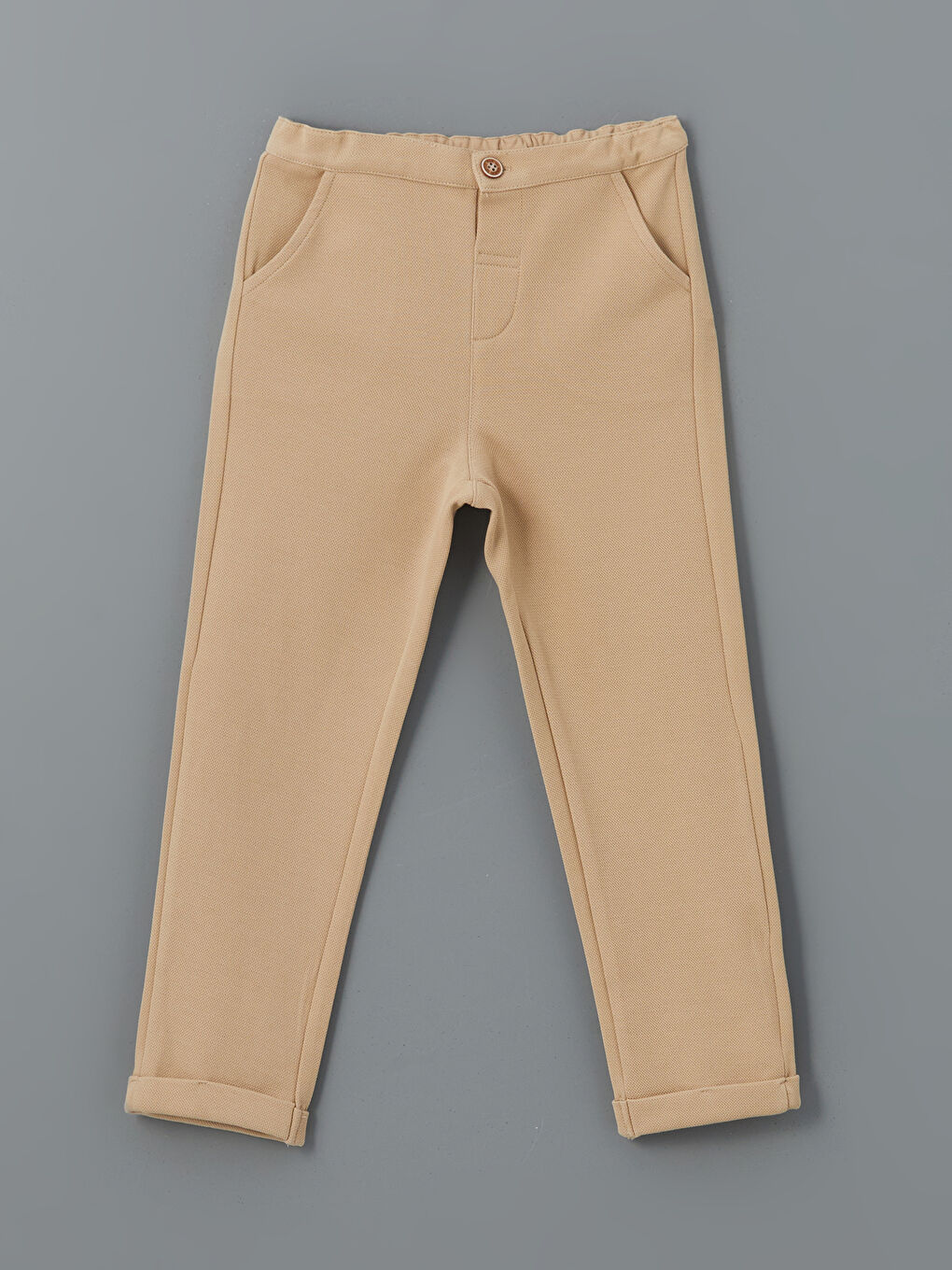 Bej Beli Lastikli Basic Erkek Çocuk Pantolon