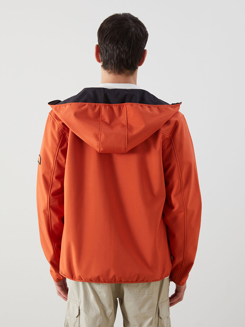 Turuncu Kapüşonlu Erkek İnce Mont-4