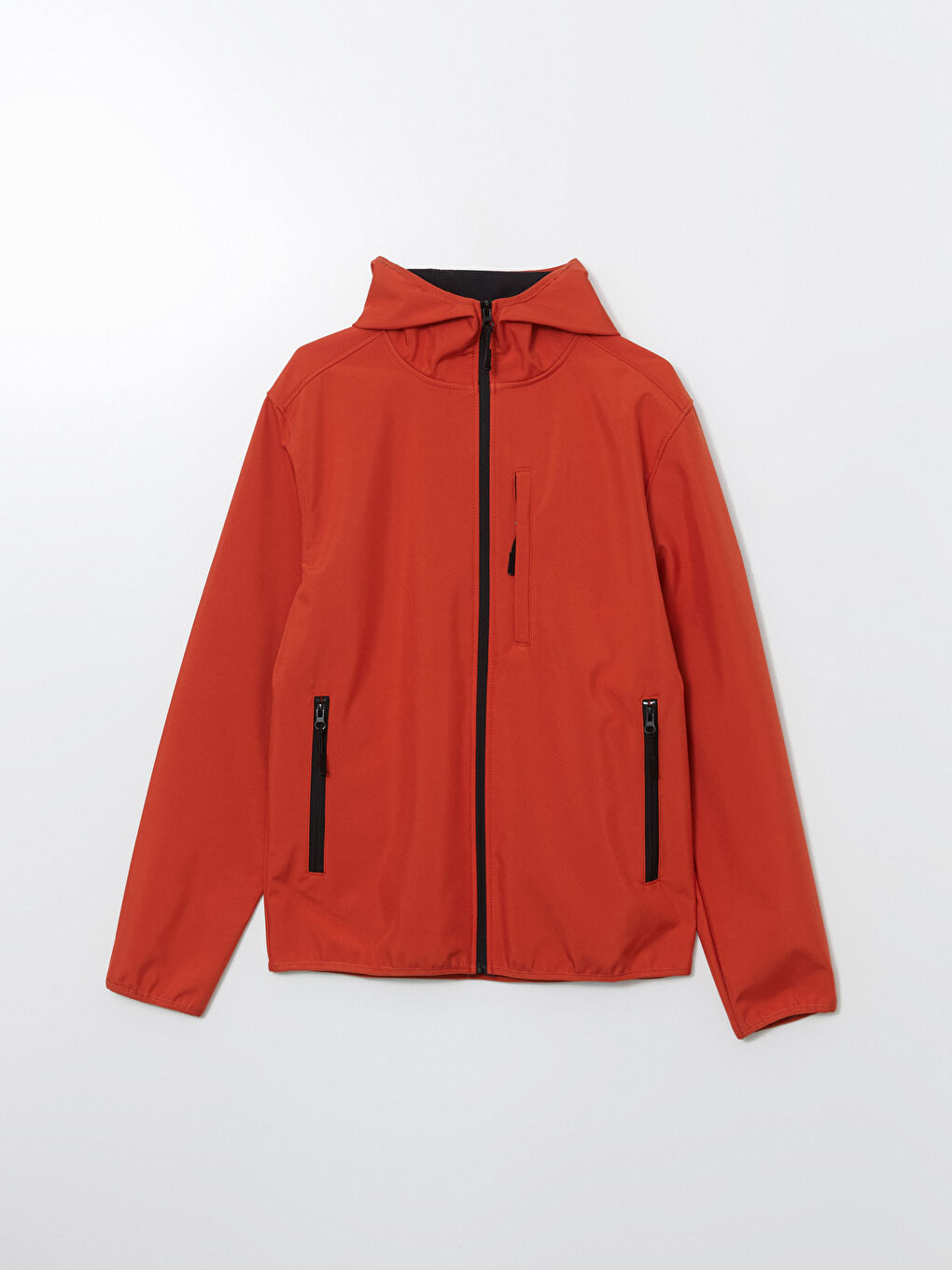 Turuncu Kapüşonlu Erkek İnce Mont-5