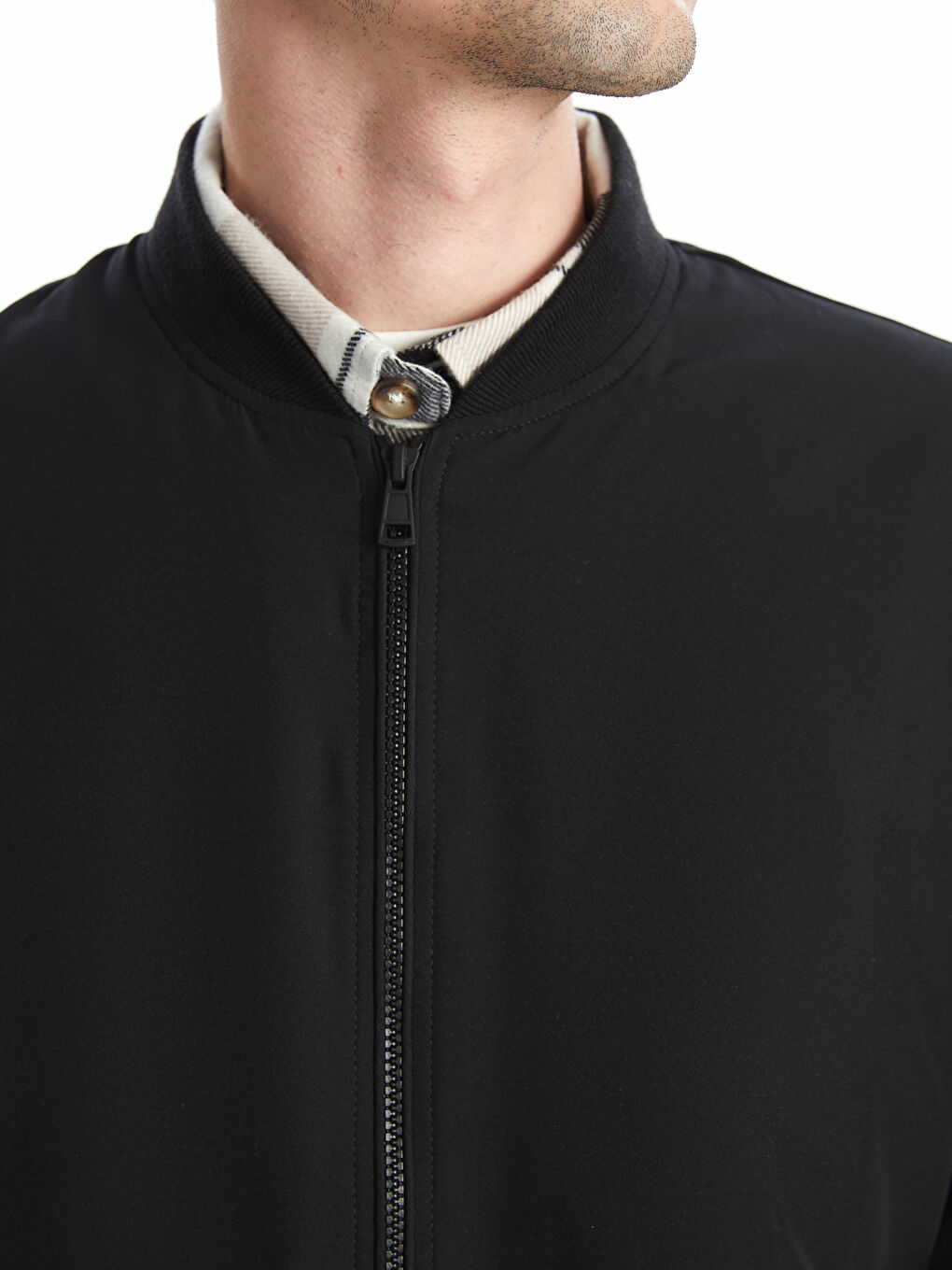 Siyah Standart Kalıp Kolej Yaka Erkek Mont-2