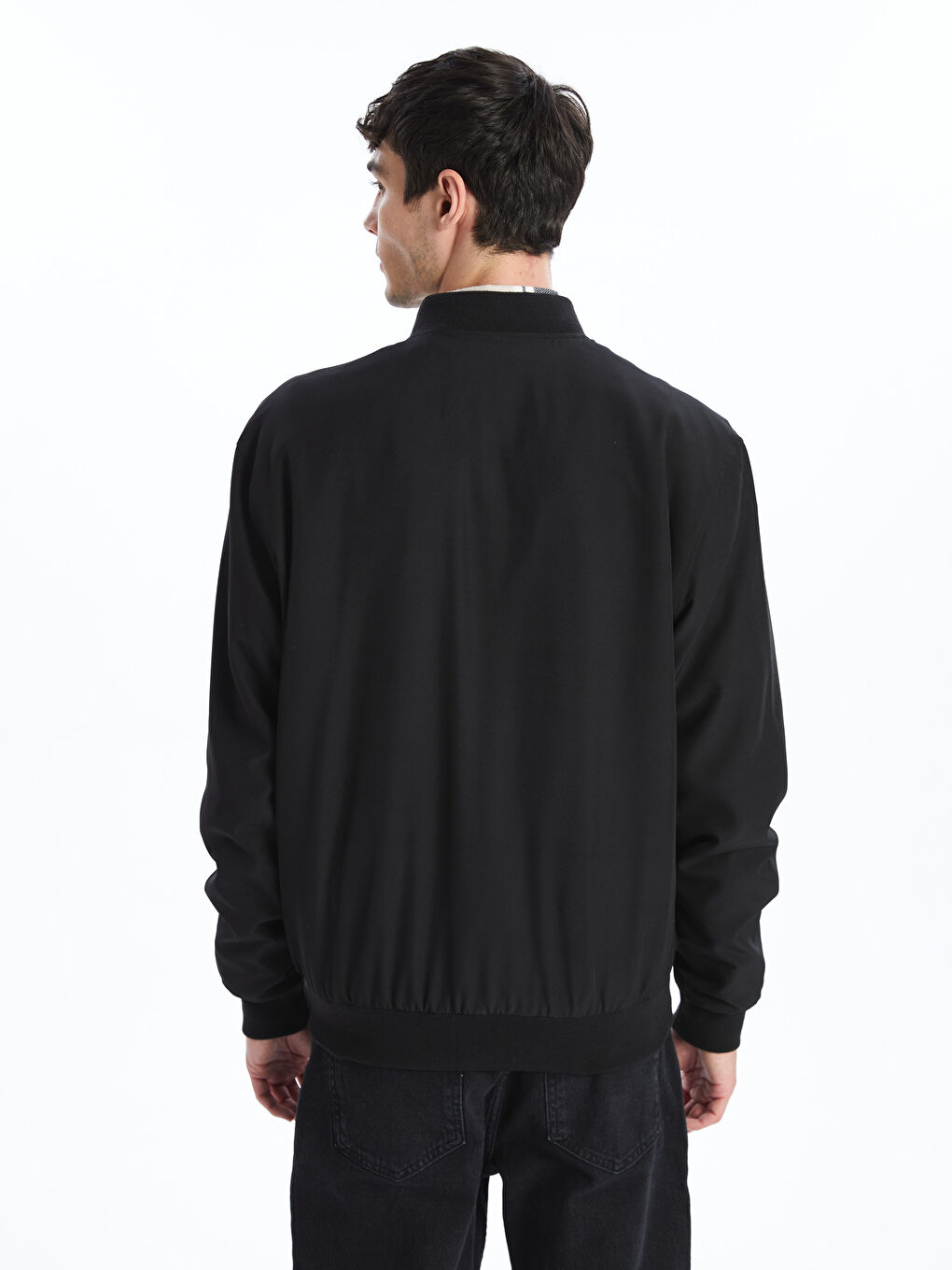 Siyah Standart Kalıp Kolej Yaka Erkek Mont-4