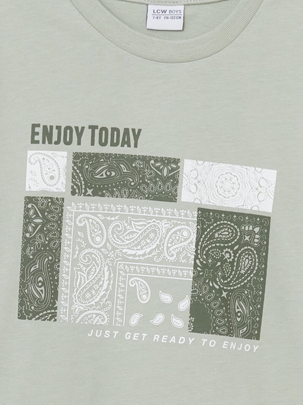 Yeşil Bisiklet Yaka Erkek Çocuk Tişört-1