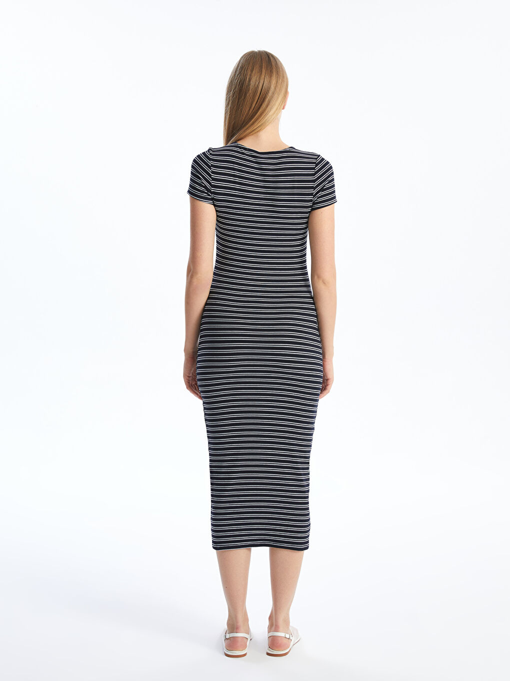 Crew Neck Striped Women's Dress -S5H833Z8-LGS