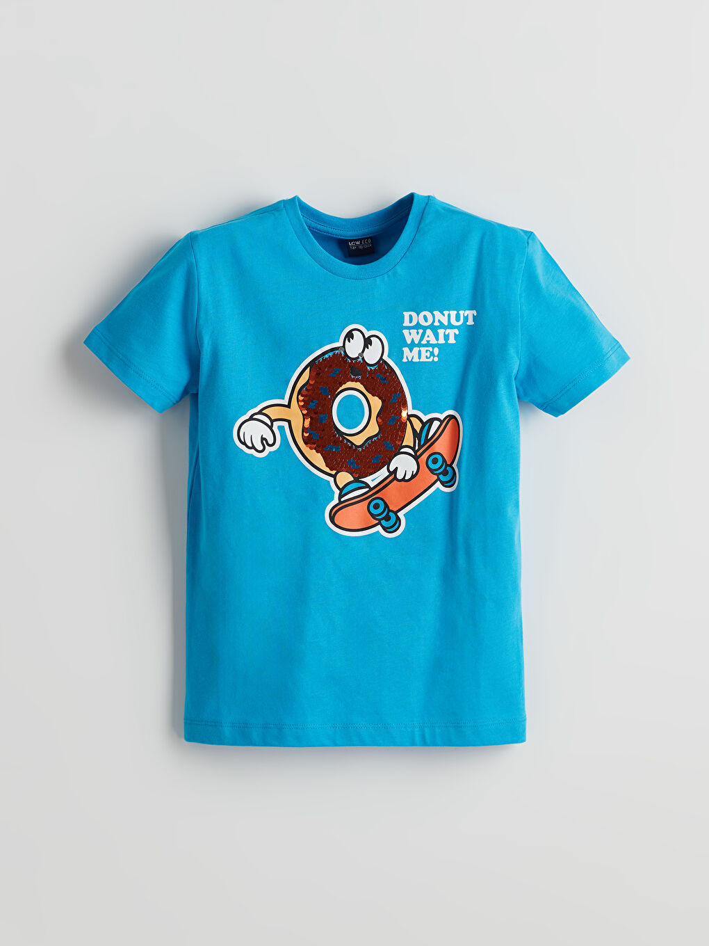 Mavi Bisiklet Yaka Çift Yönlü Payetli Erkek Çocuk Tişört-2