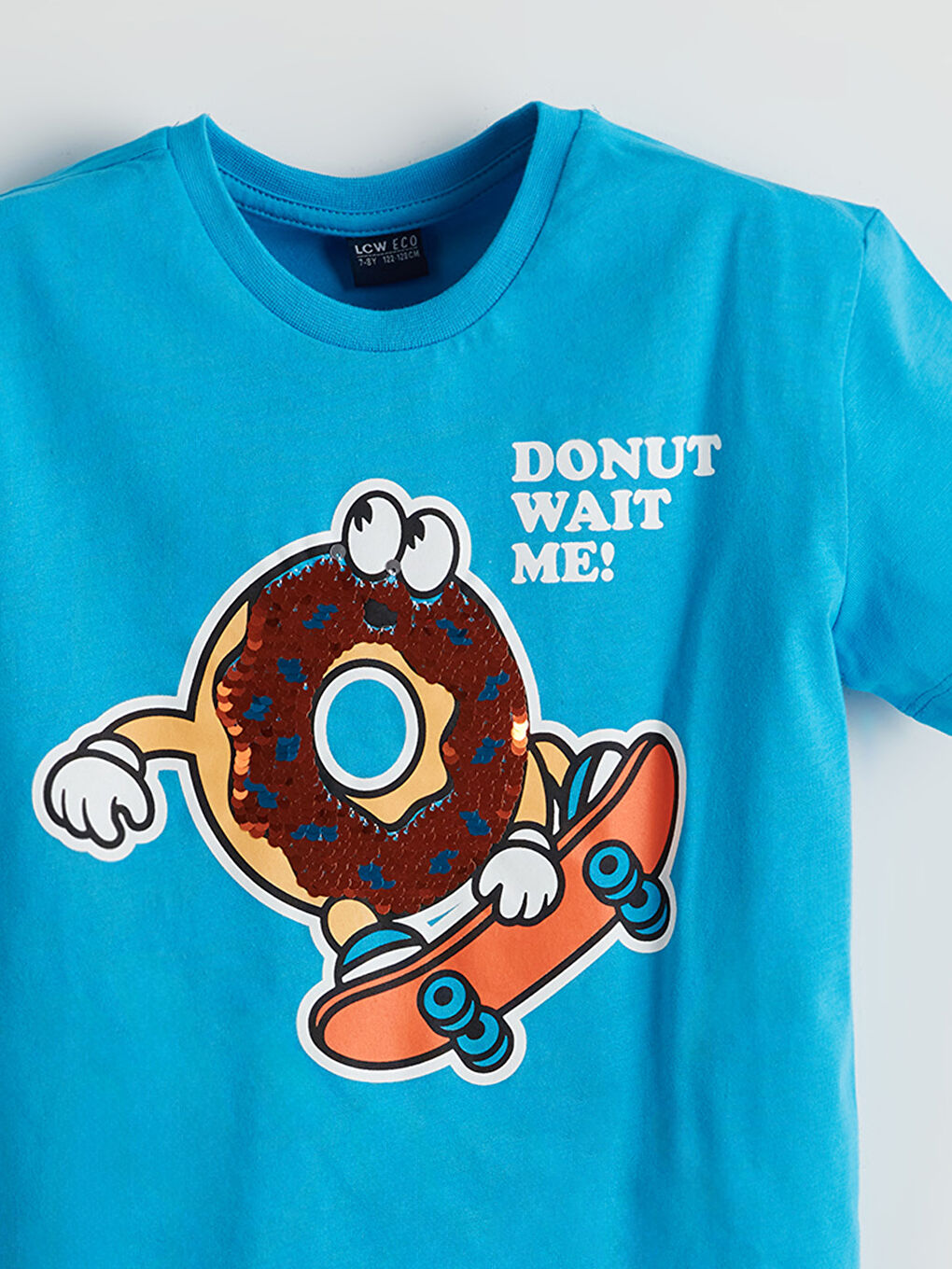 Mavi Bisiklet Yaka Çift Yönlü Payetli Erkek Çocuk Tişört-4