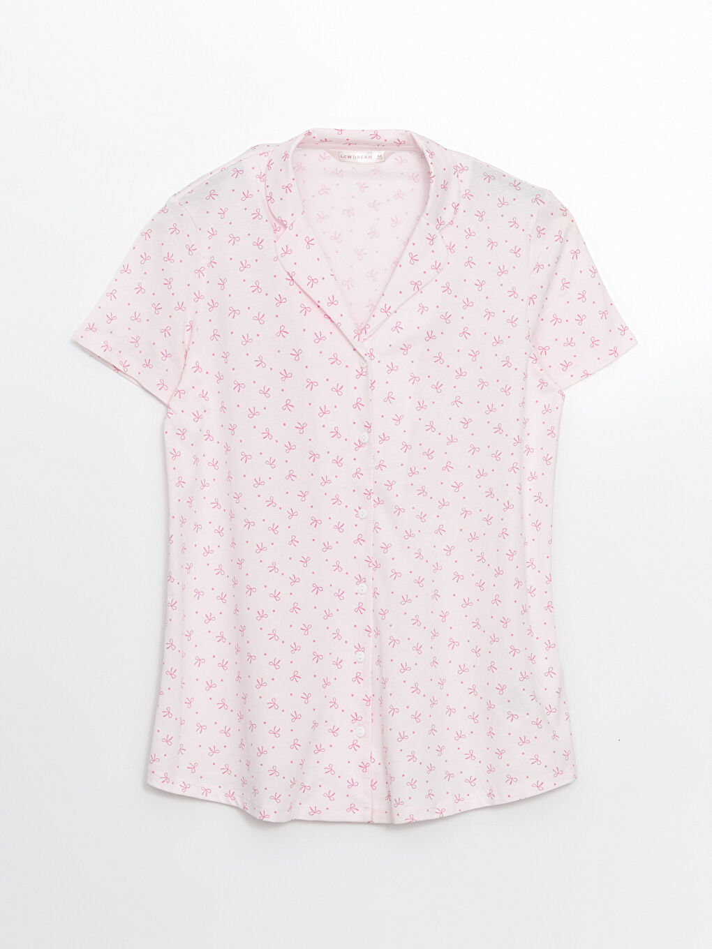 Pembe Gömlek Yaka Baskılı Hamile Pijama Üstü