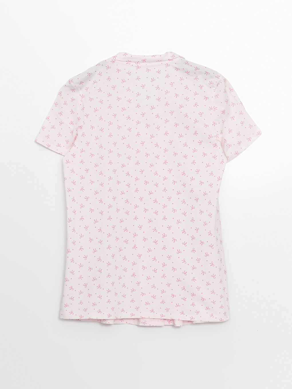 Pembe Gömlek Yaka Baskılı Hamile Pijama Üstü-1