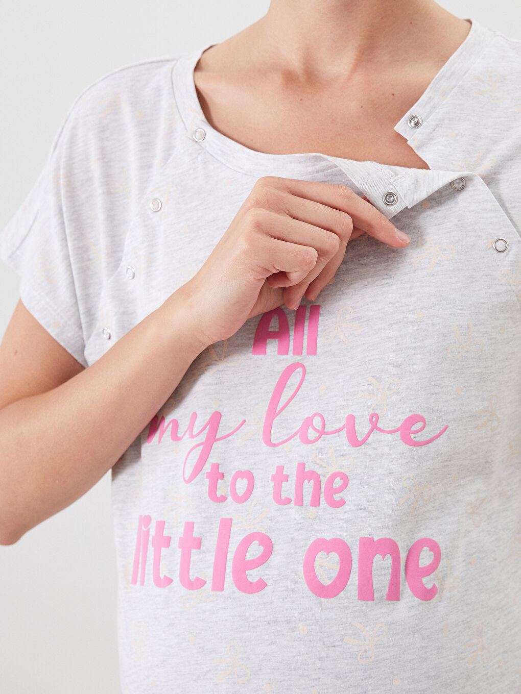 LCW DREAM Crew Neck Printed Maternity Nightdress -S5H908Z8-CT3