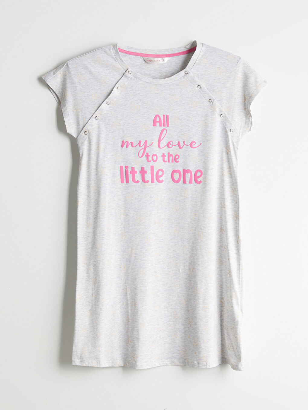 LCW DREAM Crew Neck Printed Maternity Nightdress -S5H908Z8-CT3