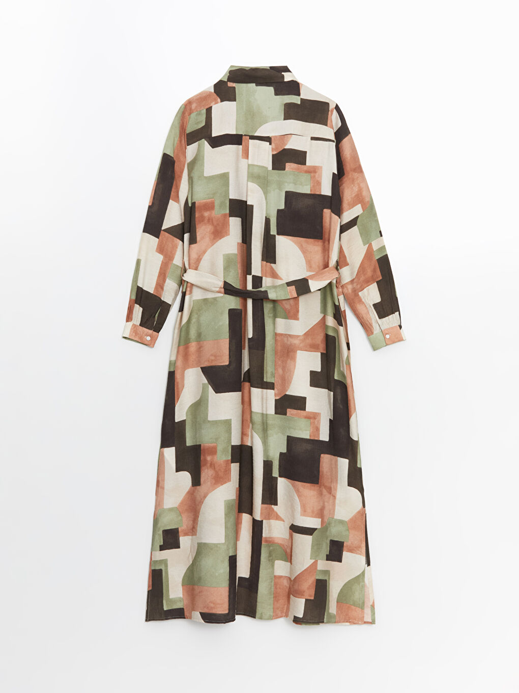 Karışık Desenli Kadın Gömlek Elbise-6