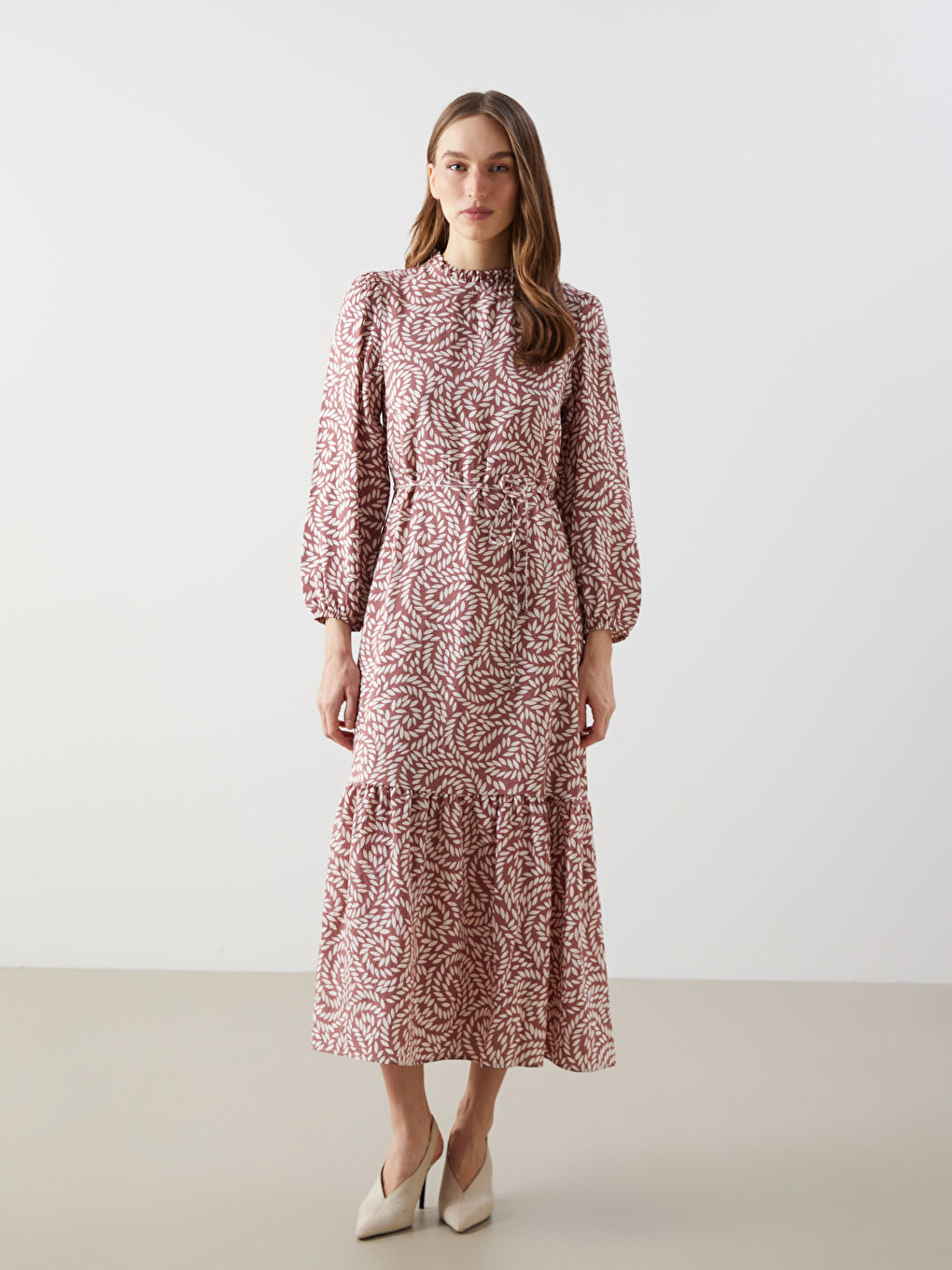 LCWAIKIKI Classic Funnel Neck Patterned Women's Dress -S5H923Z8-LT8