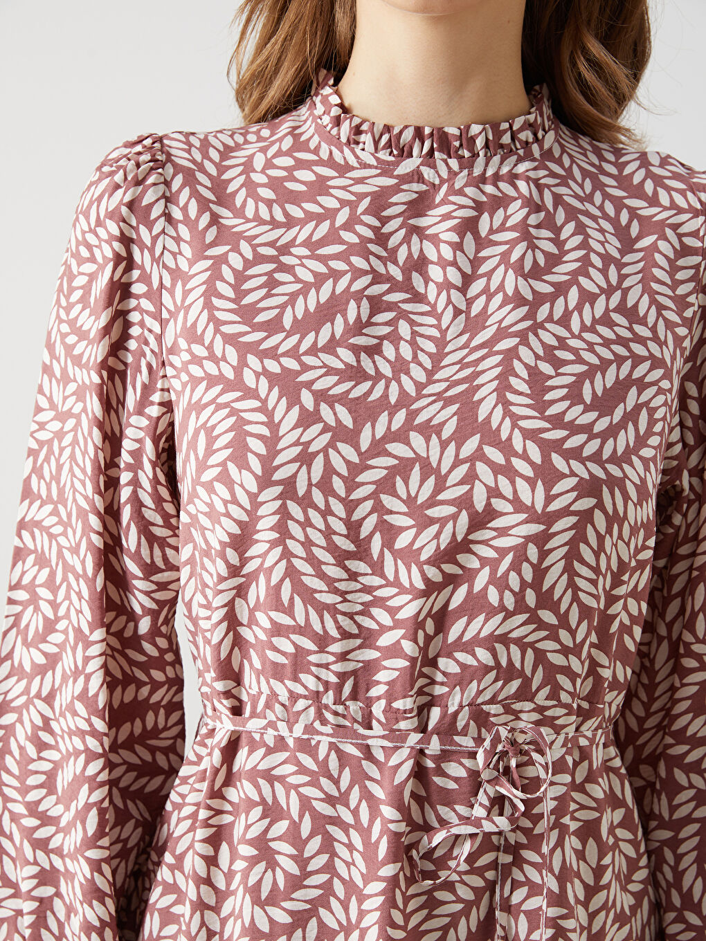 LCWAIKIKI Classic Funnel Neck Patterned Women's Dress -S5H923Z8-LT8