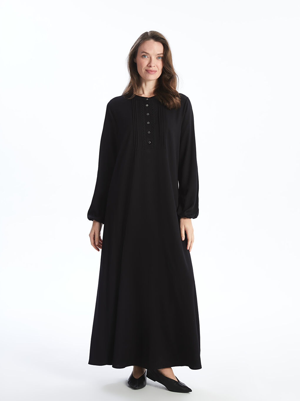 Siyah Bisiklet Yaka Kadın Elbise