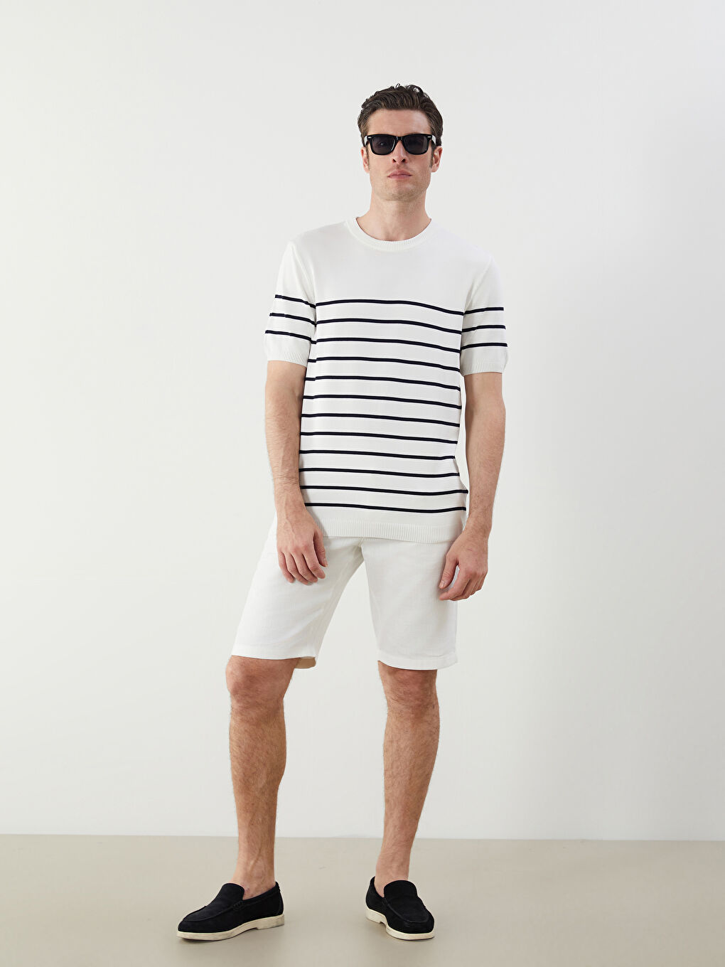 Crew Neck Short Sleeve Striped Men's Knitwear Sweater -S5H933Z8-R9J