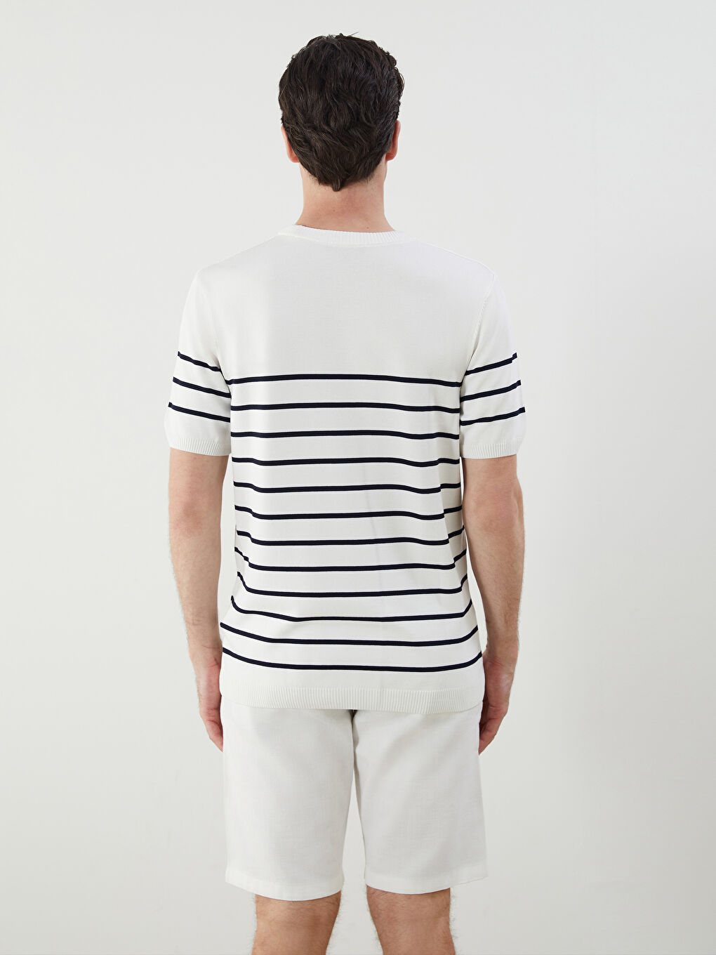 Crew Neck Short Sleeve Striped Men's Knitwear Sweater -S5H933Z8-R9J