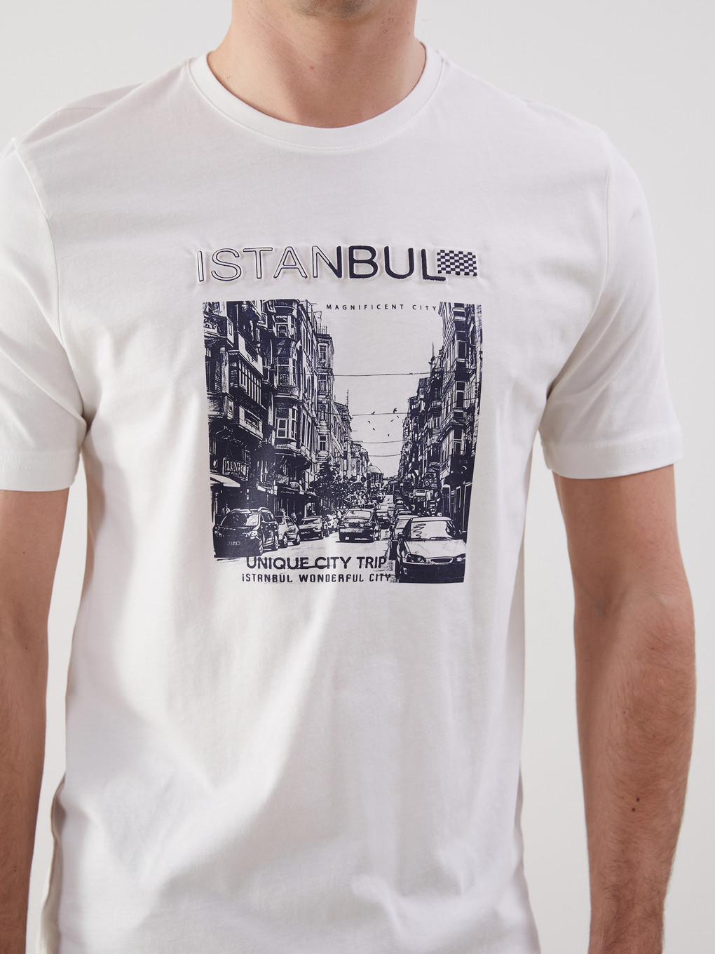Crew Neck Short Sleeve Printed Combed Cotton Men's T-shirt-2