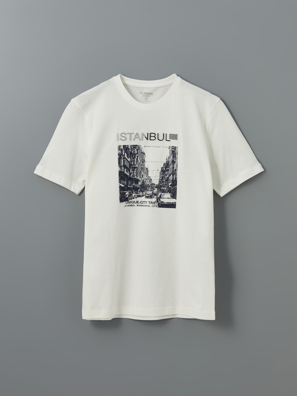 Crew Neck Short Sleeve Printed Combed Cotton Men's T-shirt-4