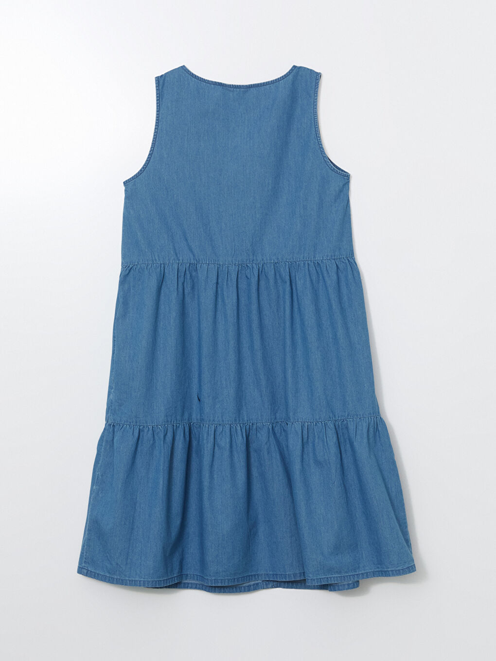 V-Neck Tiered Denim Dress -S5H955Z8-H45
