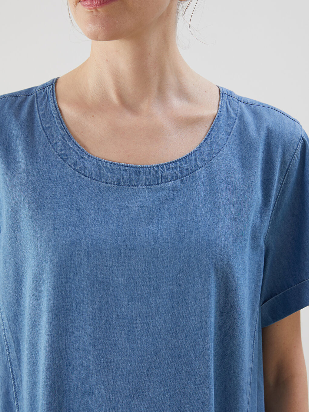 Crew Neck Denim Dress -S5H957Z8-563