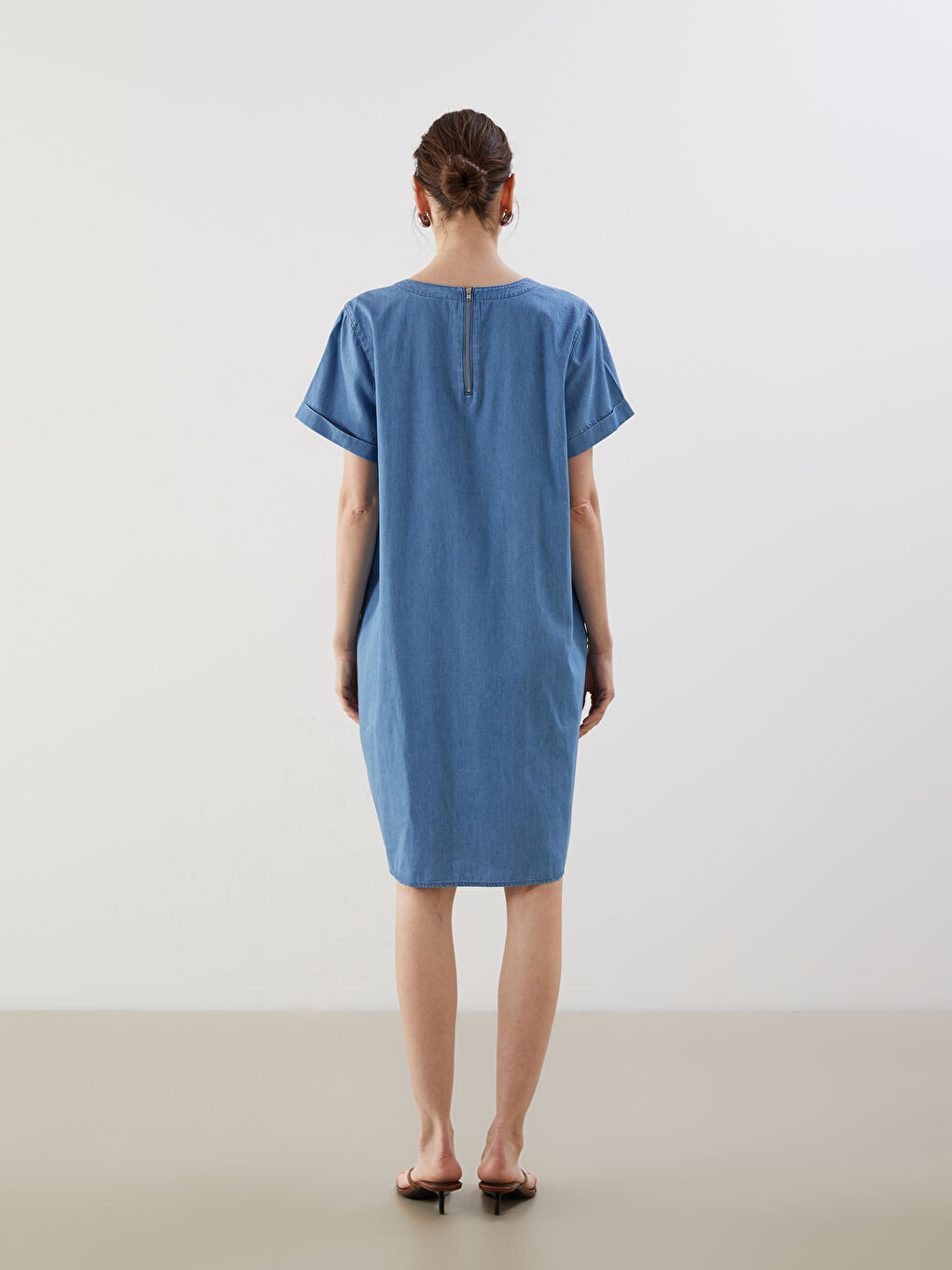 Crew Neck Denim Dress -S5H957Z8-563