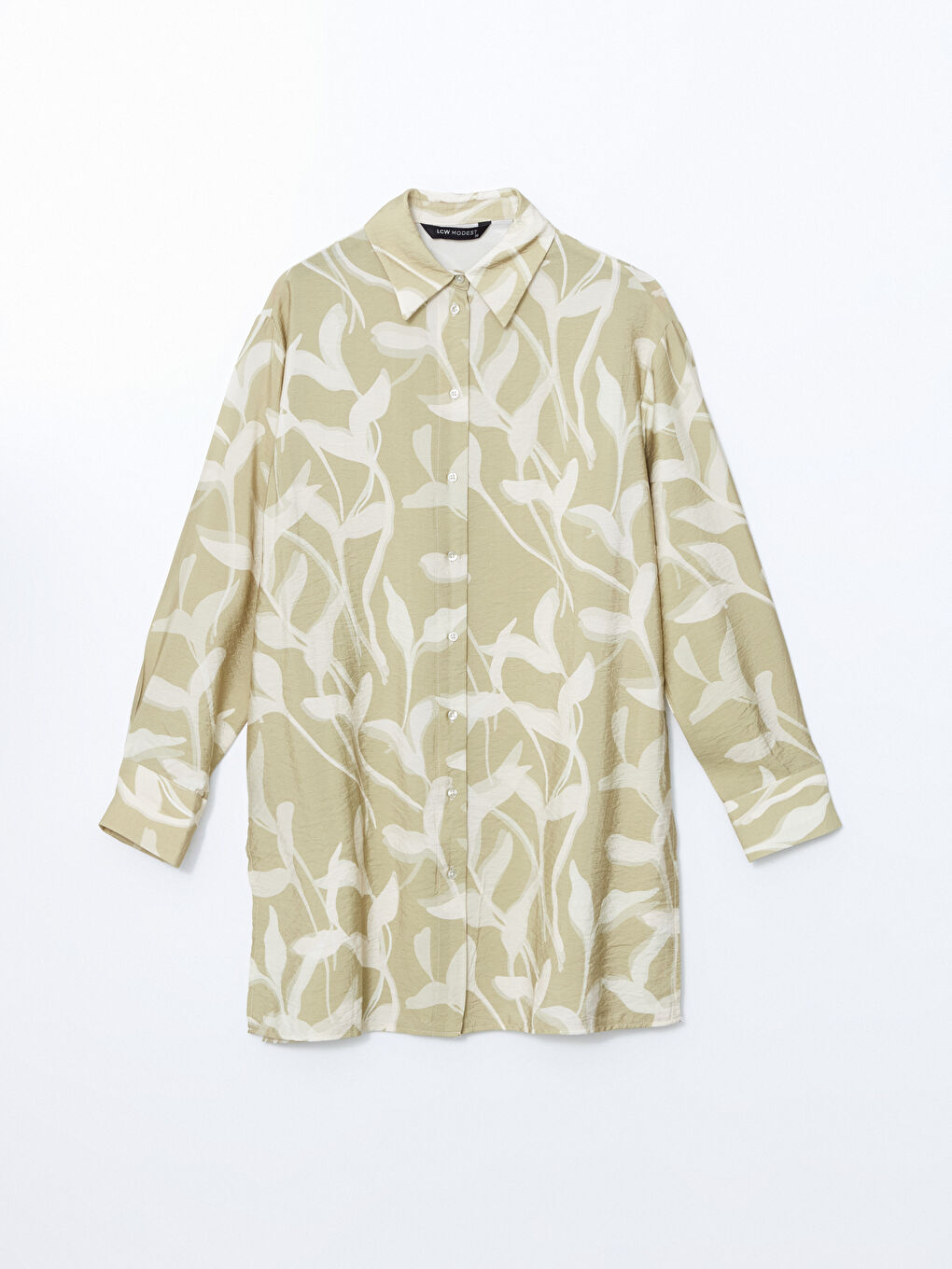 Yeşil Desenli Kadın Gömlek Tunik-5