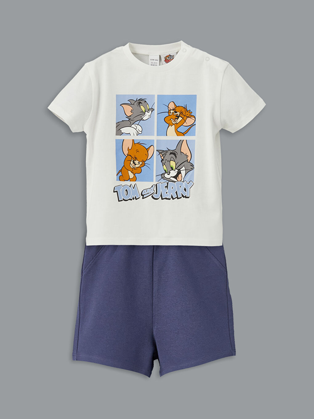 Tom and Jerry Printed Baby Boys' Shortie Set