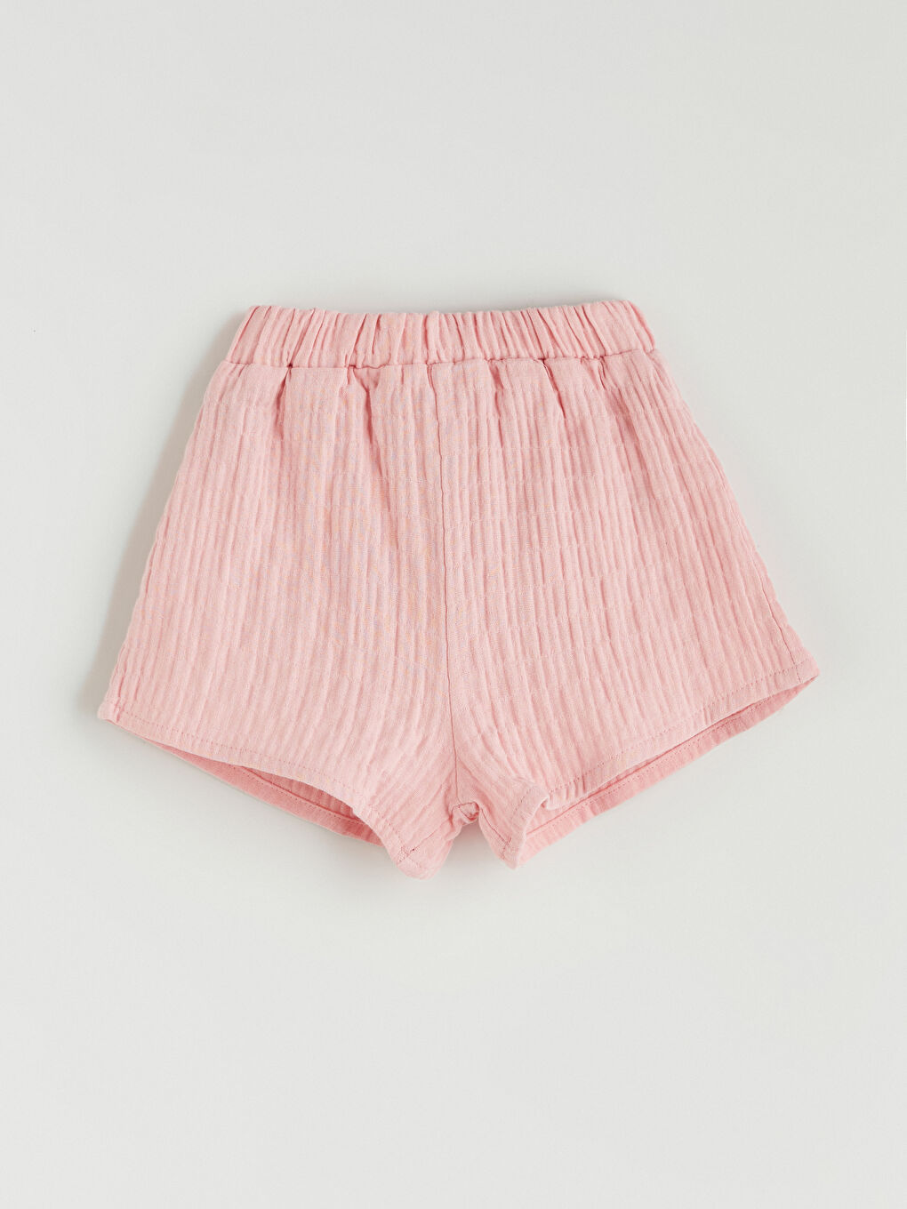 Pembe Beli Lastikli Kız Bebek Müslin Şort-1