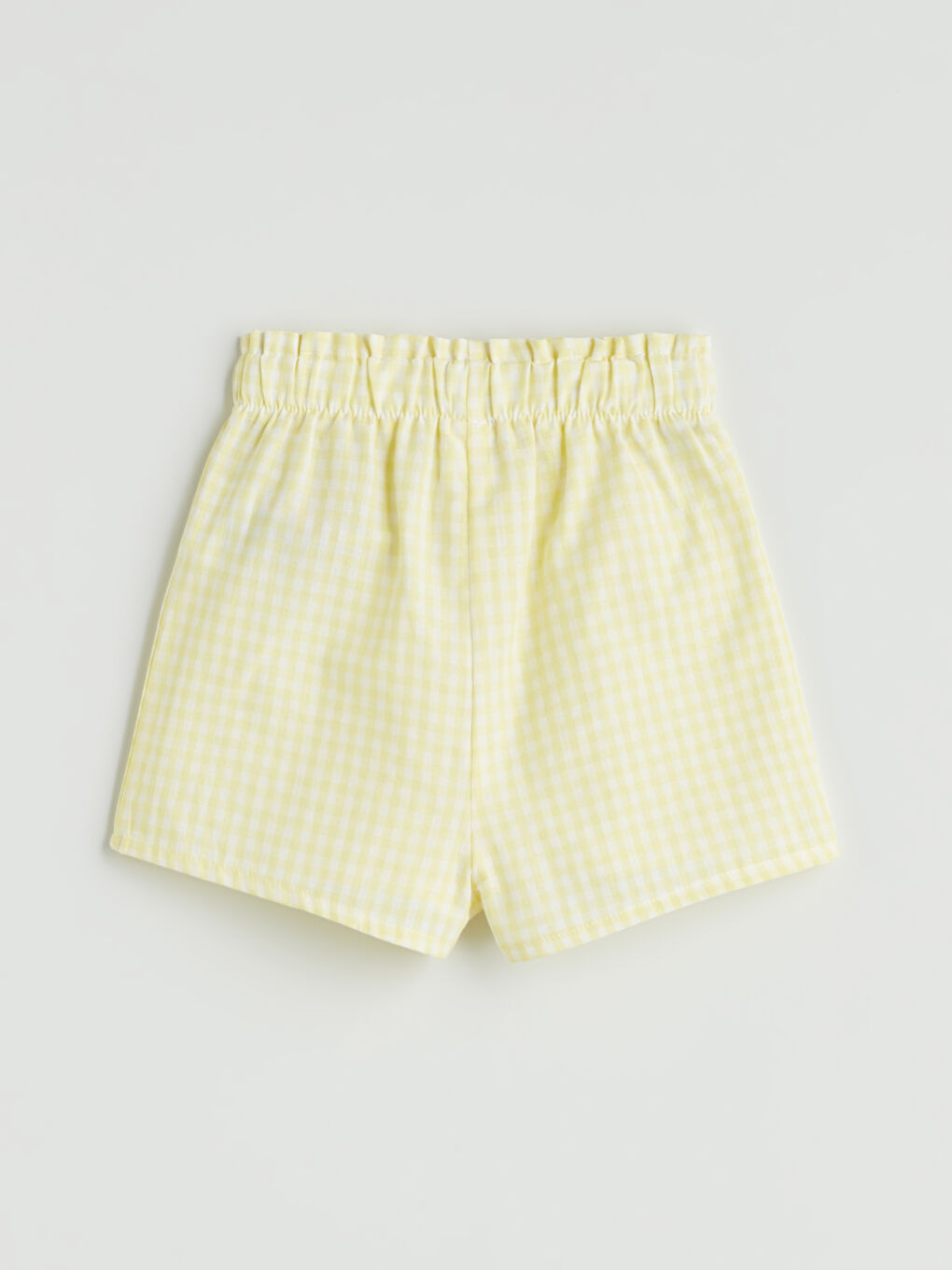 Bej Beli Lastikli Ekose Kız Bebek Şort-1