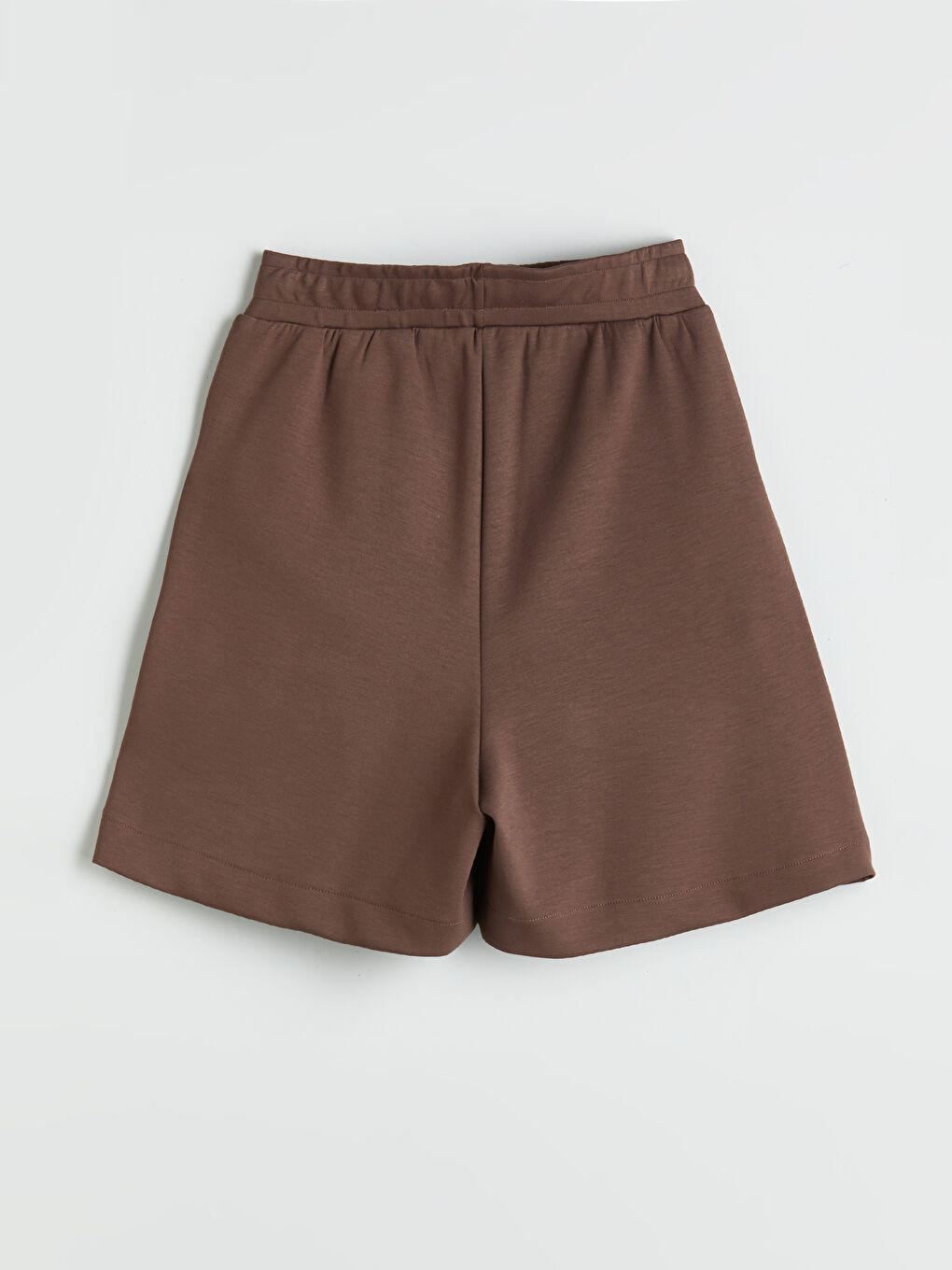 Kahverengi Beli Lastikli Kadın Şort-5